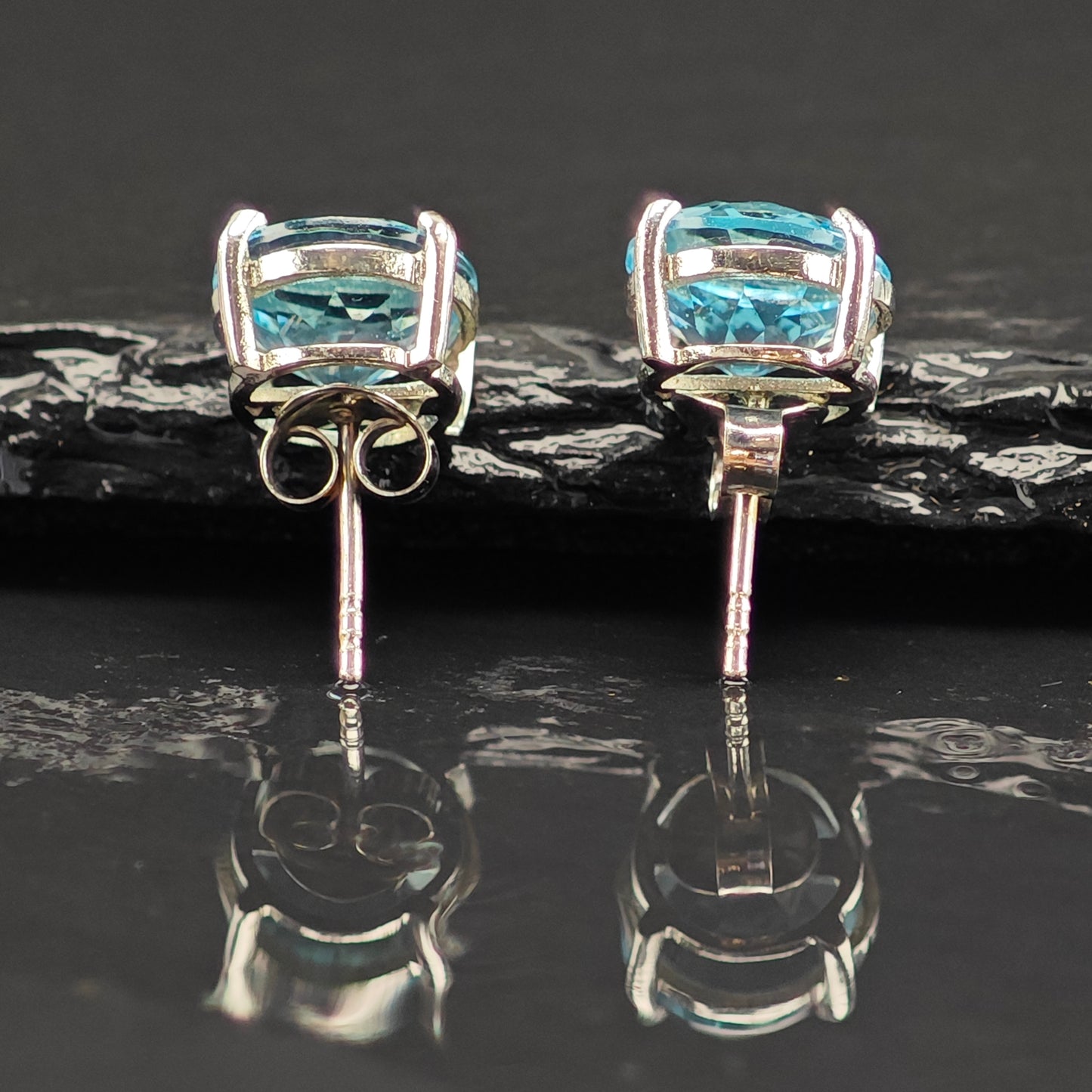 Vintage Topaz Round Sterling Silver Stud Earrings ER3028