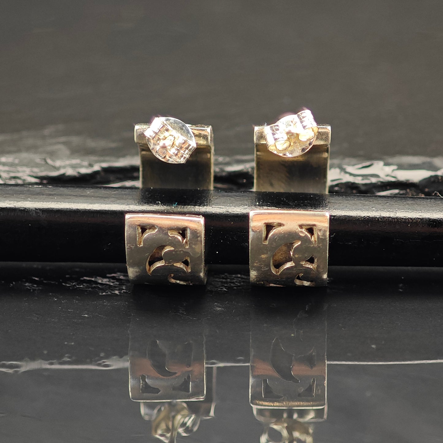 Vintage Filigree Sterling Silver Stud/Hoop Earrings ER3035