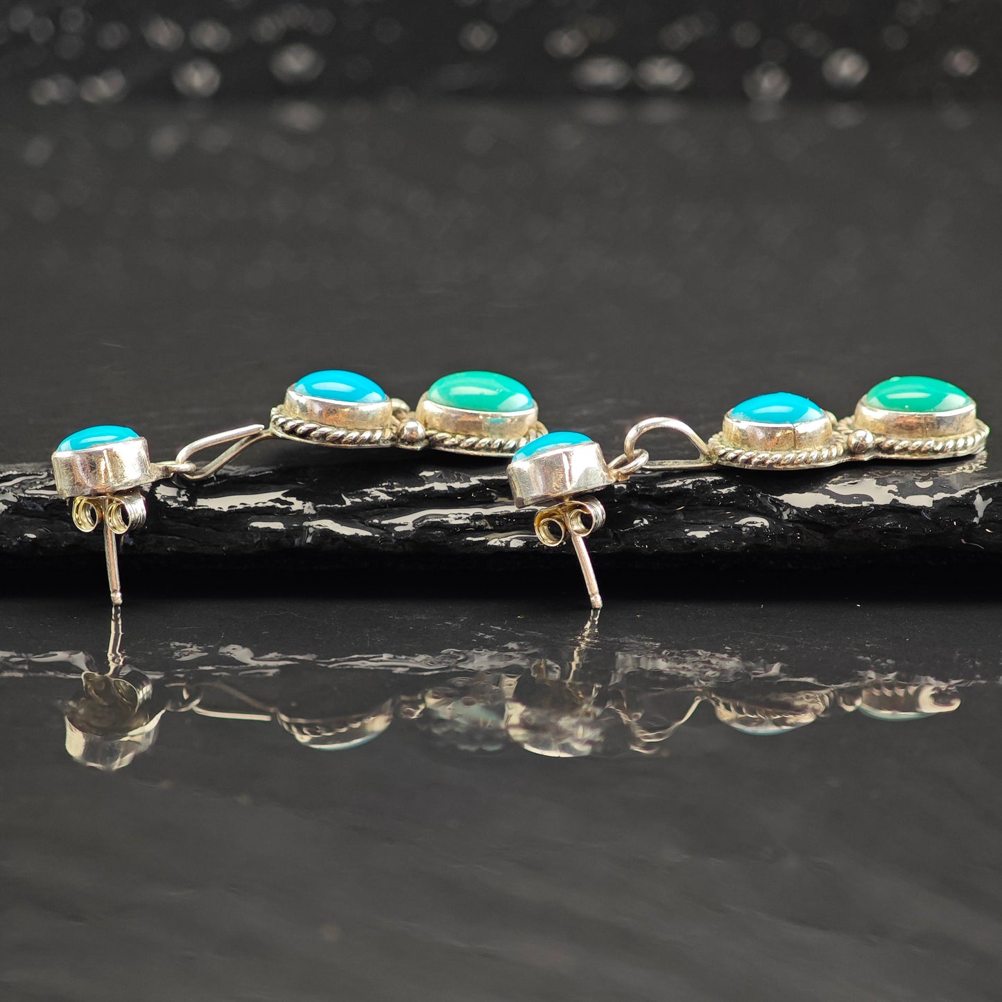 Vintage Turquoise Sterling Silver Stud/Dangle Earrings ER3040