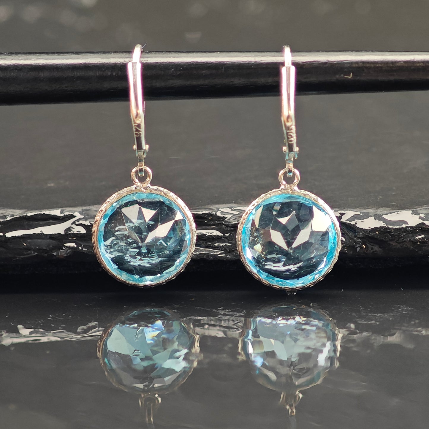 Vintage 13mm Natural Topaz Sterling Silver Lever Back Earrings ER3042