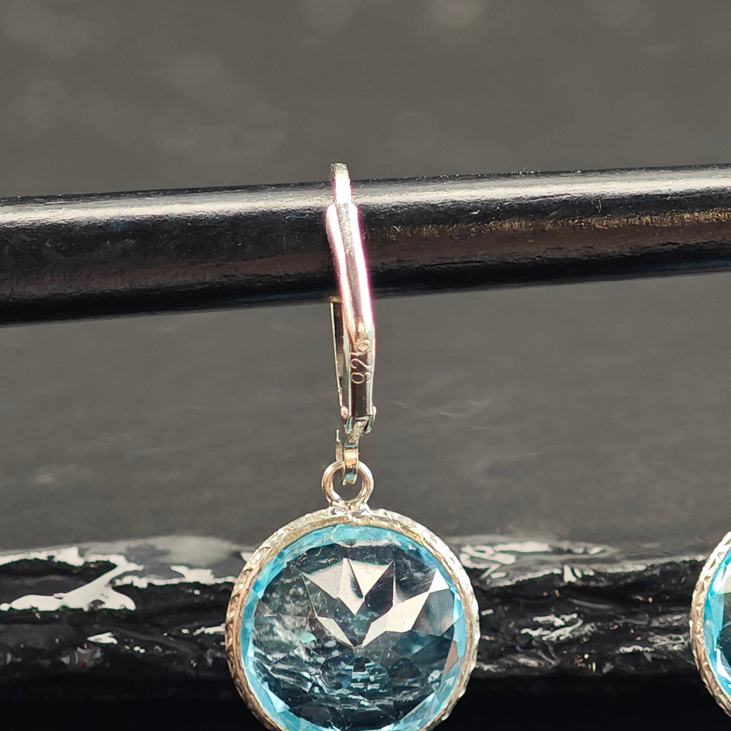 Vintage 13mm Natural Topaz Sterling Silver Lever Back Earrings ER3042