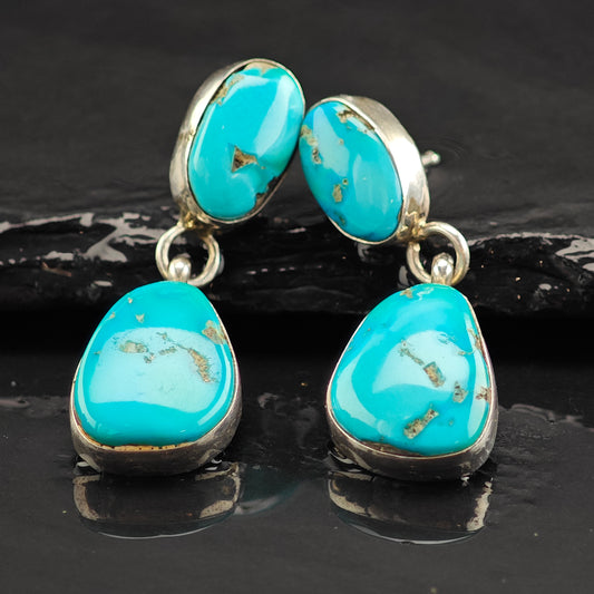 Vintage Albert Francisco Navajo Turquoise Sterling Silver Stud/Dangle Earrings ER3047