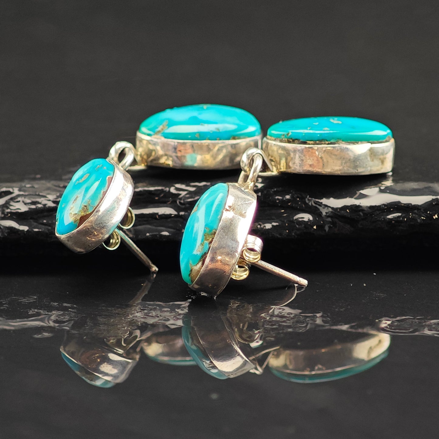 Vintage Albert Francisco Navajo Turquoise Sterling Silver Stud/Dangle Earrings ER3047