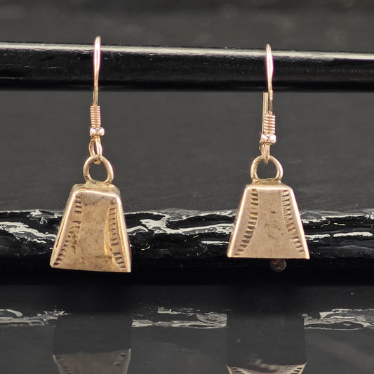 Vintage Native American MIL Bells Sterling Silver Hook Earrings ER3053