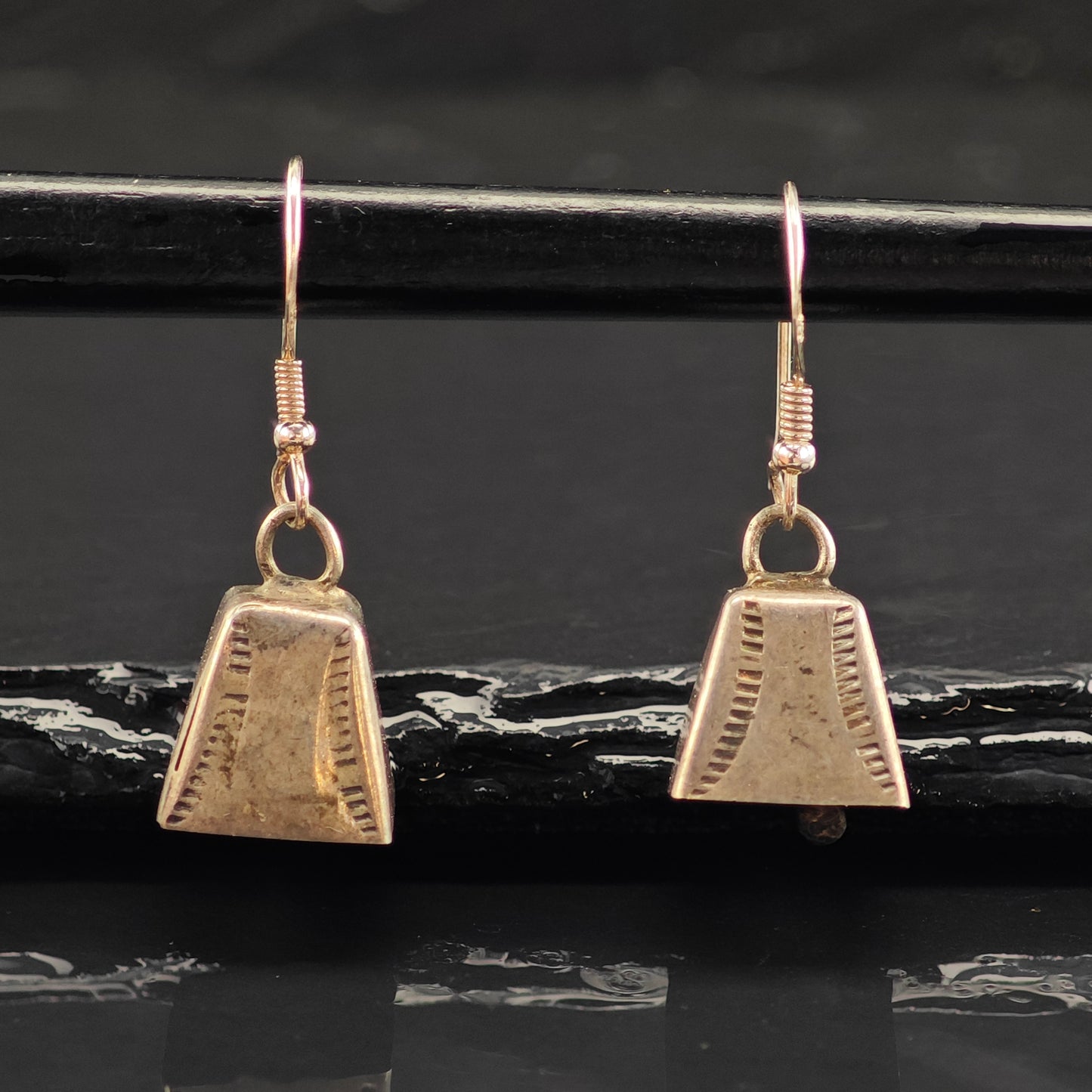 Vintage Native American MIL Bells Sterling Silver Hook Earrings ER3053