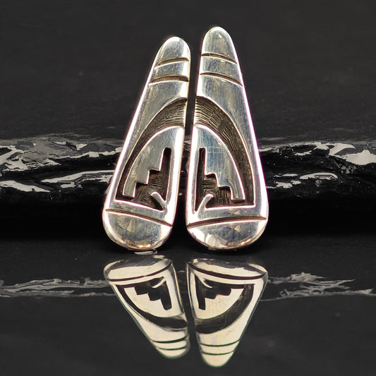 Vintage Hopi Overlay Sterling Silver Stud Earrings ER3056