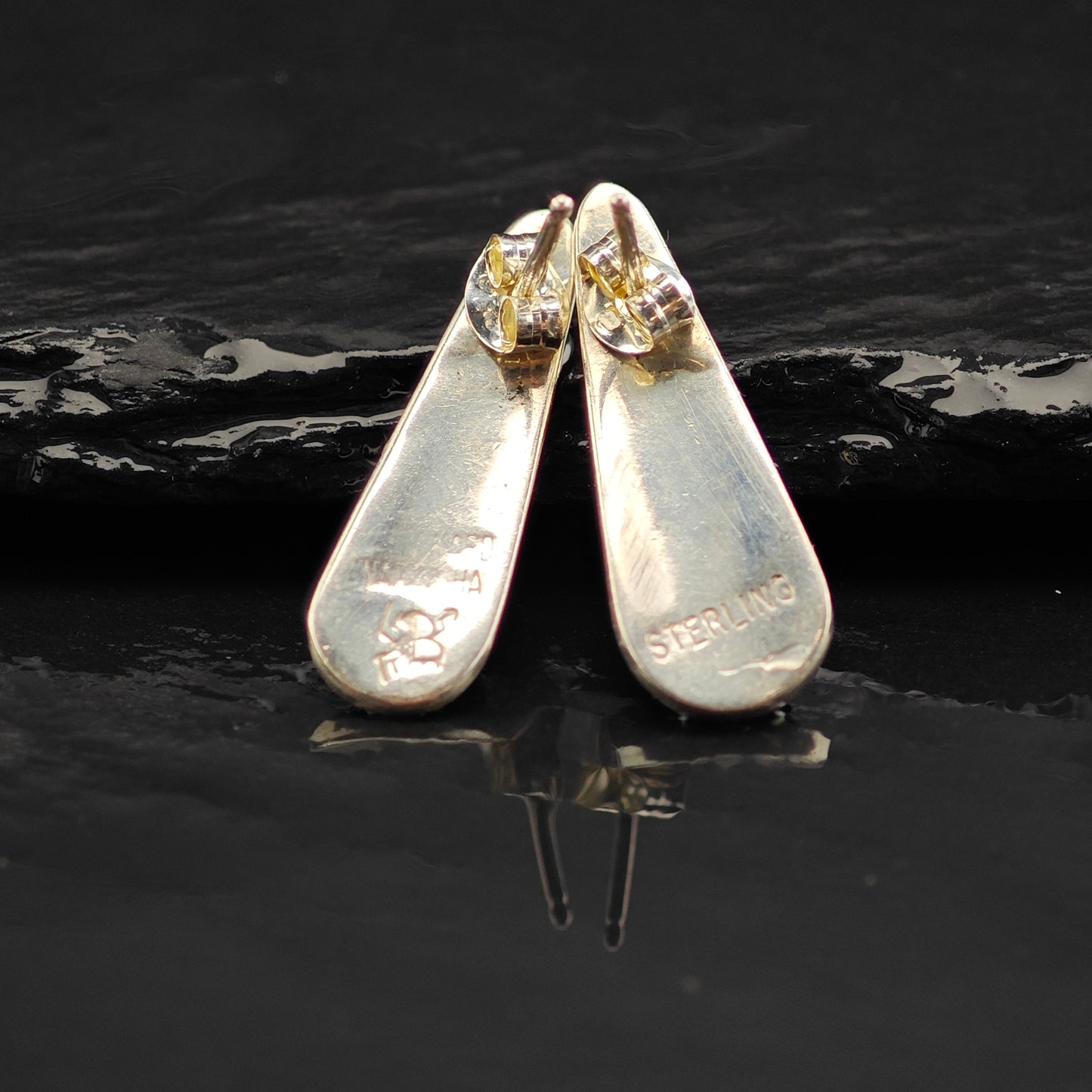 Vintage Hopi Overlay Sterling Silver Stud Earrings ER3056