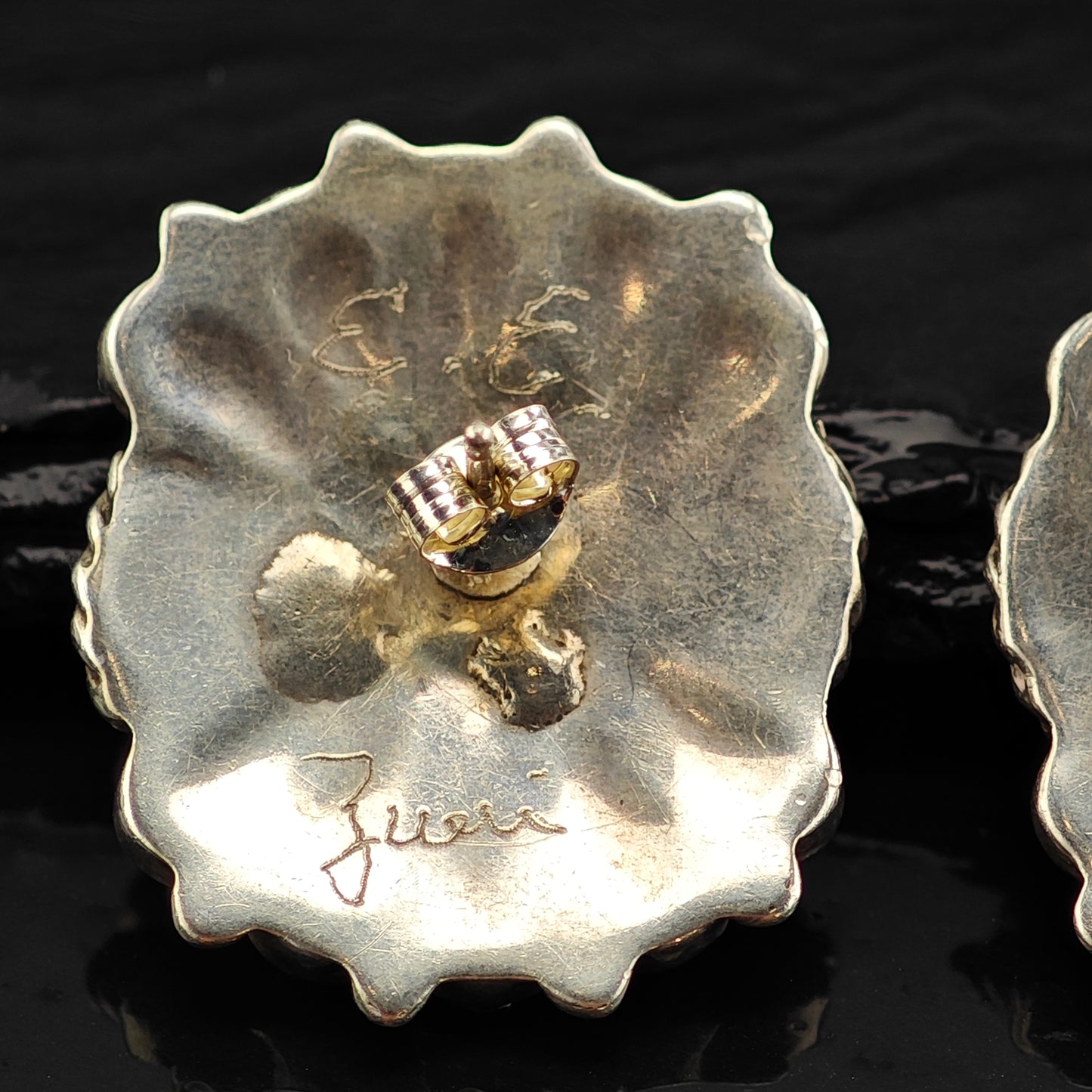 Vintage Zuni Sunface Multistone Sterling Silver Stud Earrings ER3061
