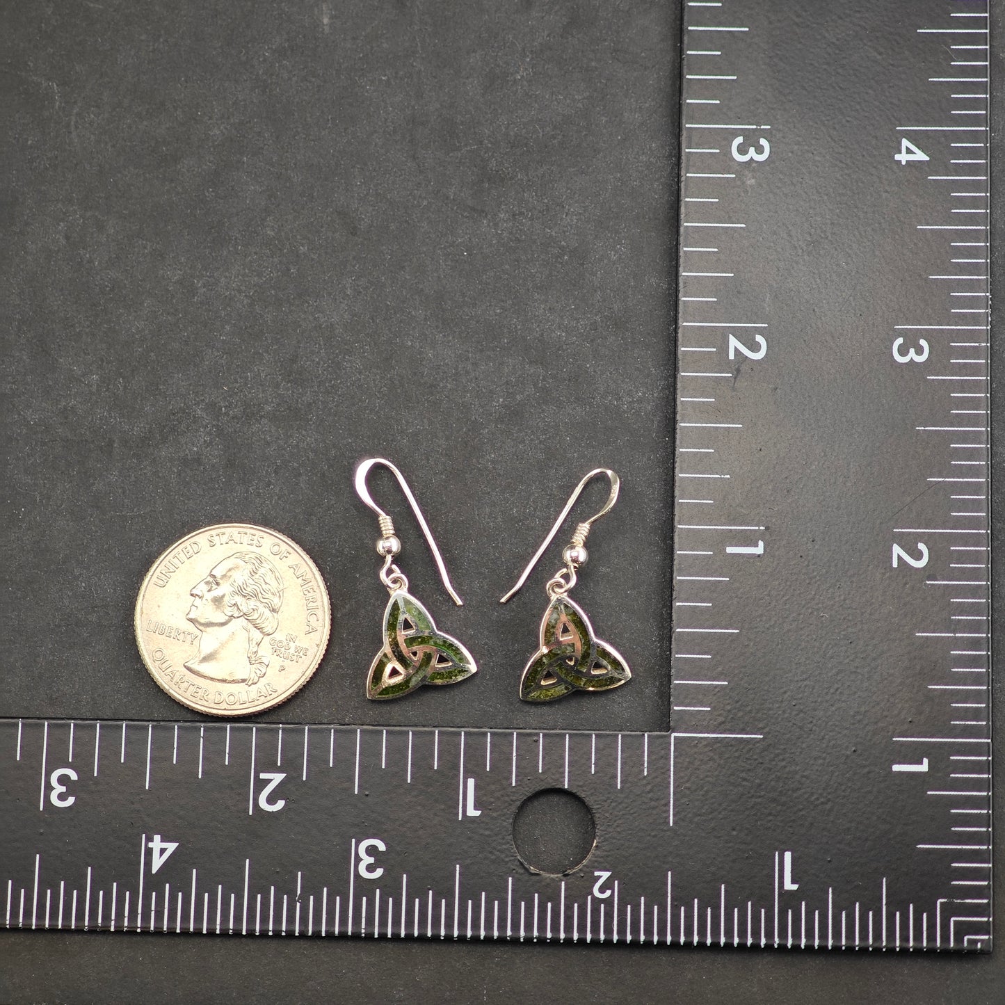 Solvar Connemara Marble Trinity Knot Sterling Silver Hook/Dangle Earrings ER3016