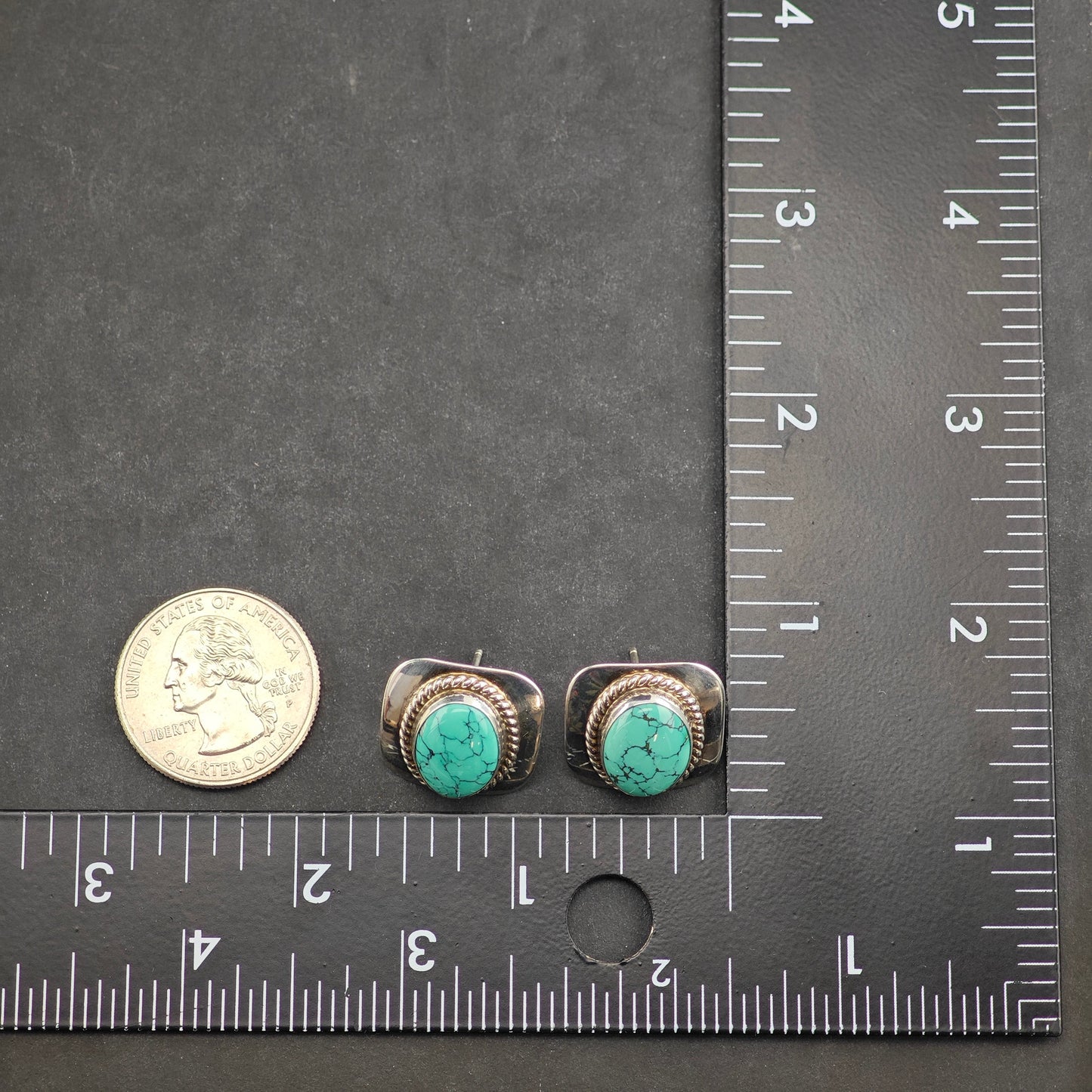 Vintage SW Spiderweb Turquoise Sterling Silver Stud Earrings ER3019