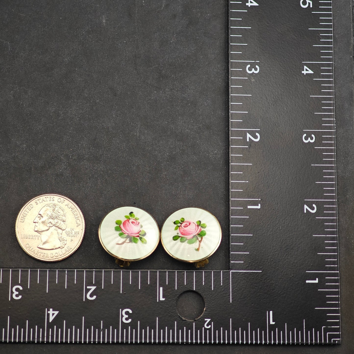 Vintage Norway Enamel Gold Plated Sterling Silver Clip On Earrings ER3034