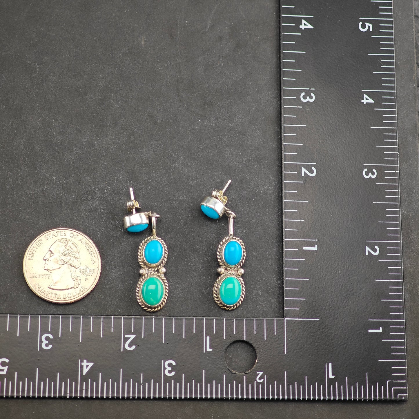 Vintage Turquoise Sterling Silver Stud/Dangle Earrings ER3040