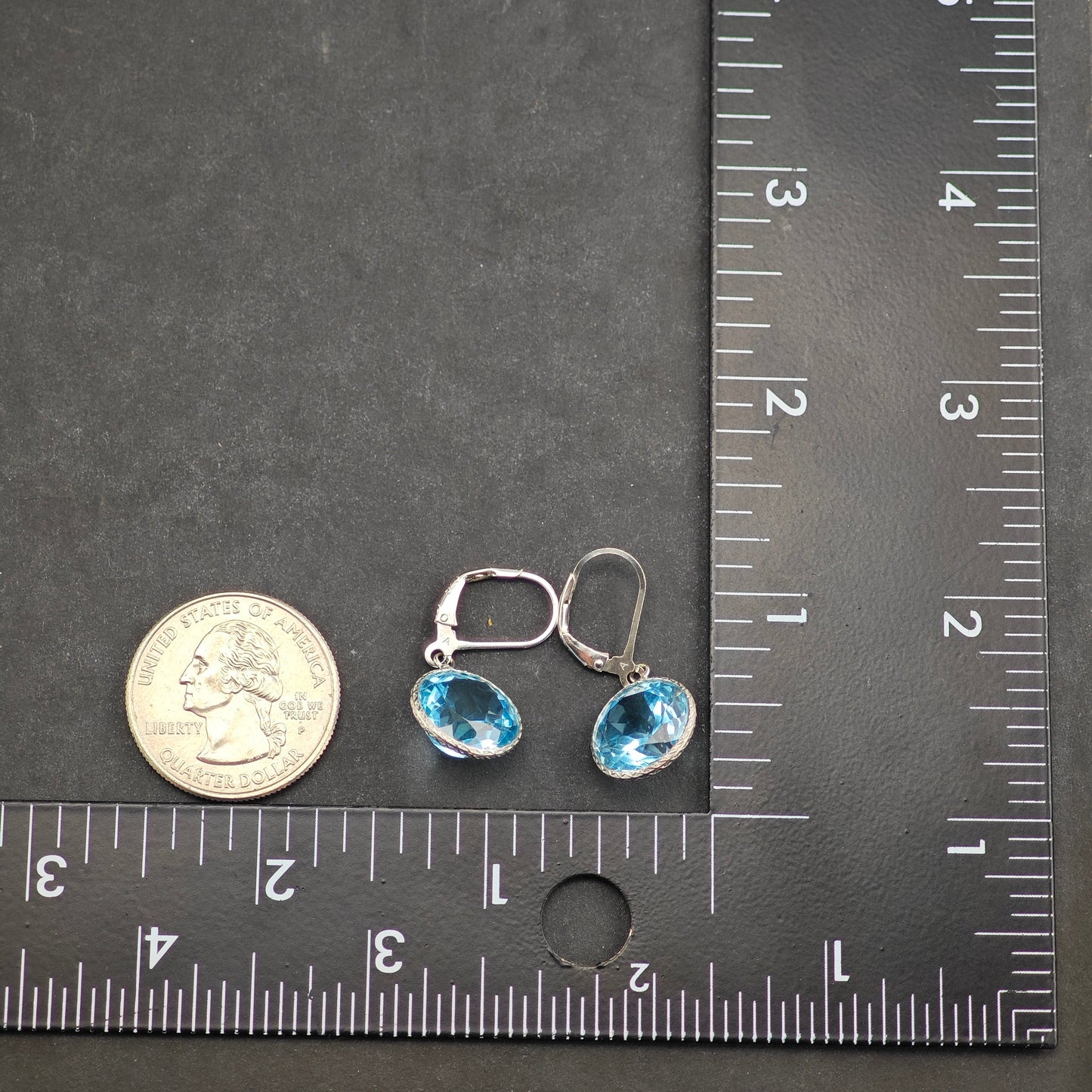 Vintage 13mm Natural Topaz Sterling Silver Lever Back Earrings ER3042