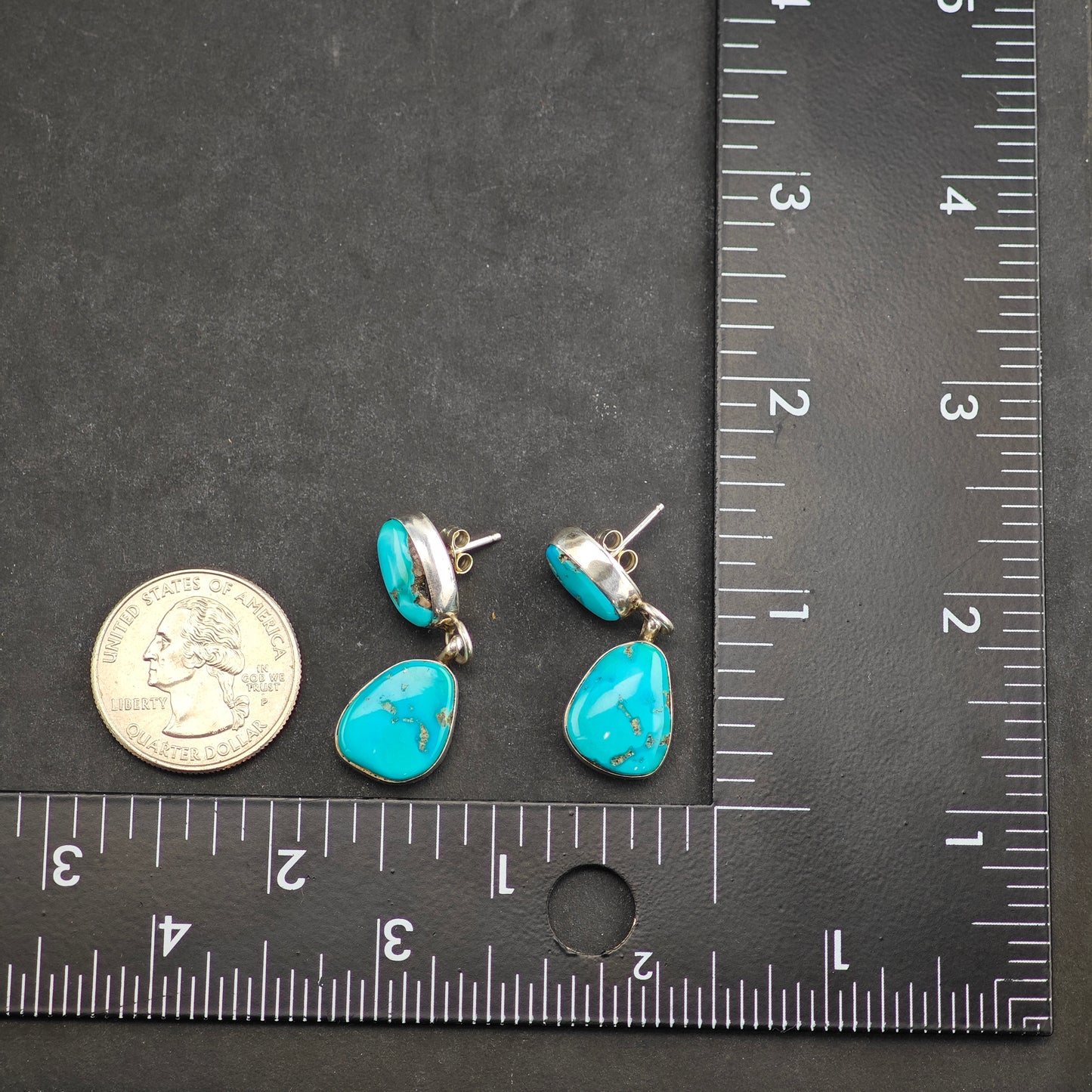 Vintage Albert Francisco Navajo Turquoise Sterling Silver Stud/Dangle Earrings ER3047