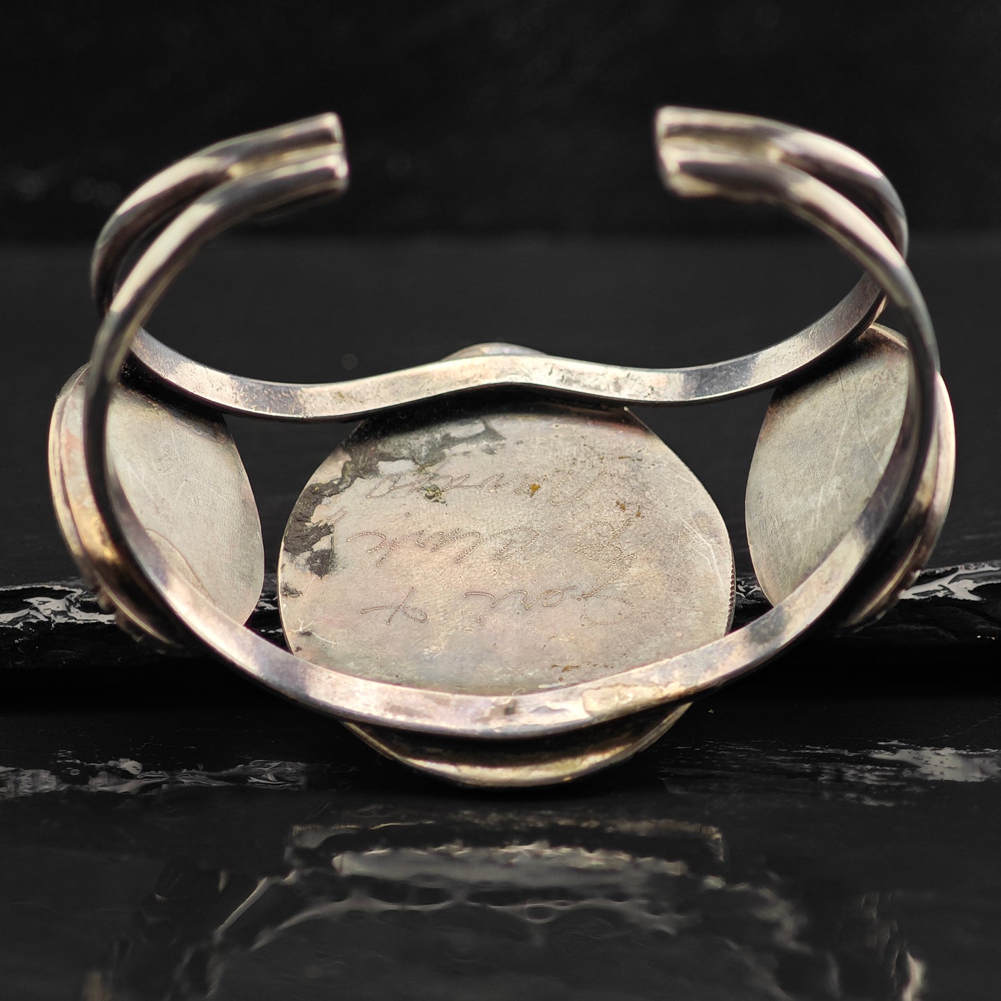 Vintage Navajo Inlay Squash Blossom Cuff Ring Set MISC0367