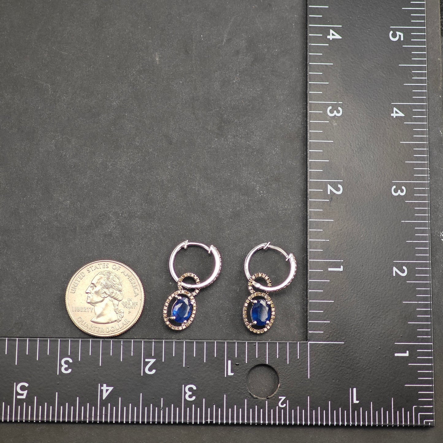Vintage Treated Sapphires Chocolate Diamonds Sterling Silver Latch Back Earrings ER3027