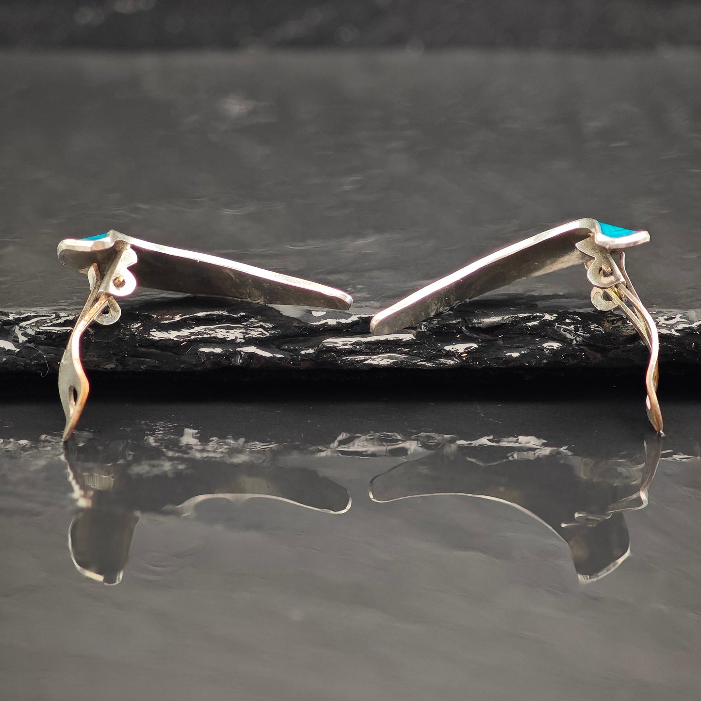Vintage Norway Blue Enamel Sterling Silver Clip On Earrings ER2979