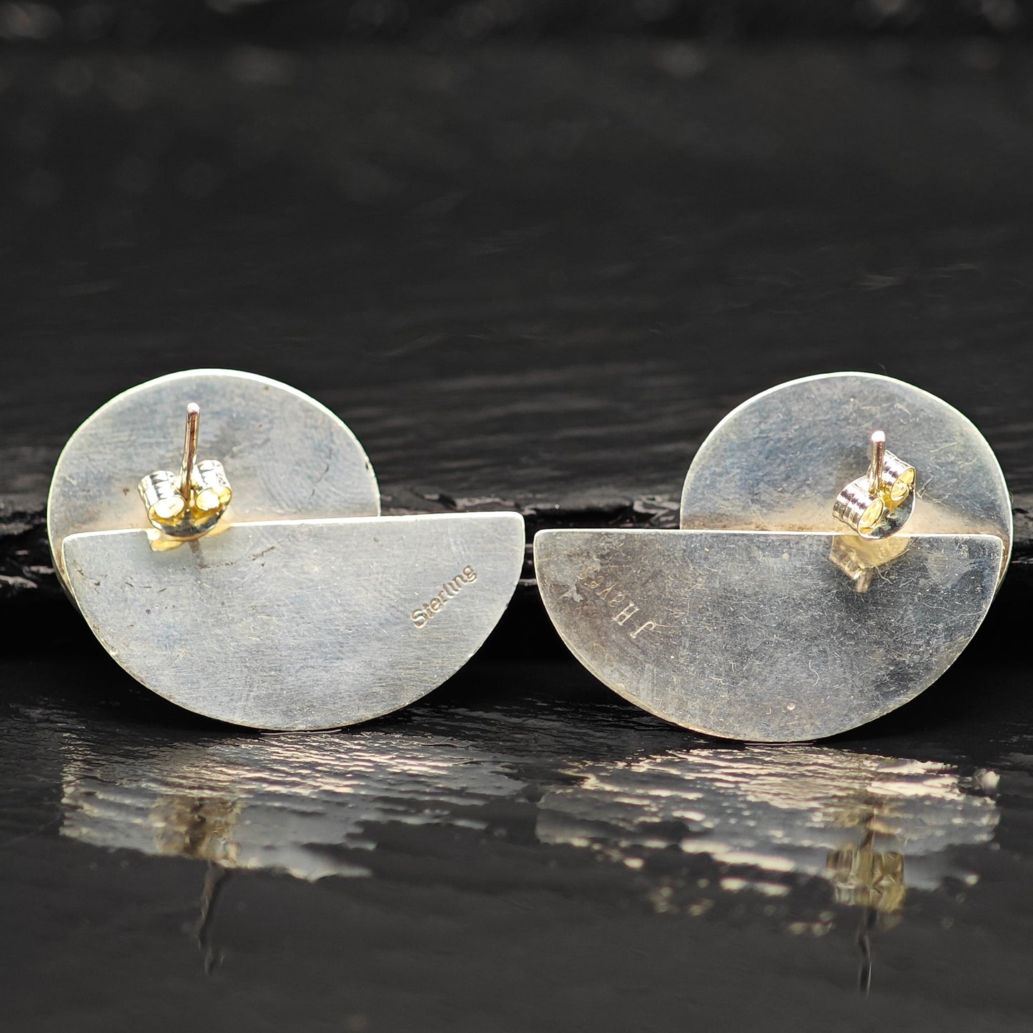 Vintage Green Abalone Doublet Sterling Silver Stud Earrings ER2982