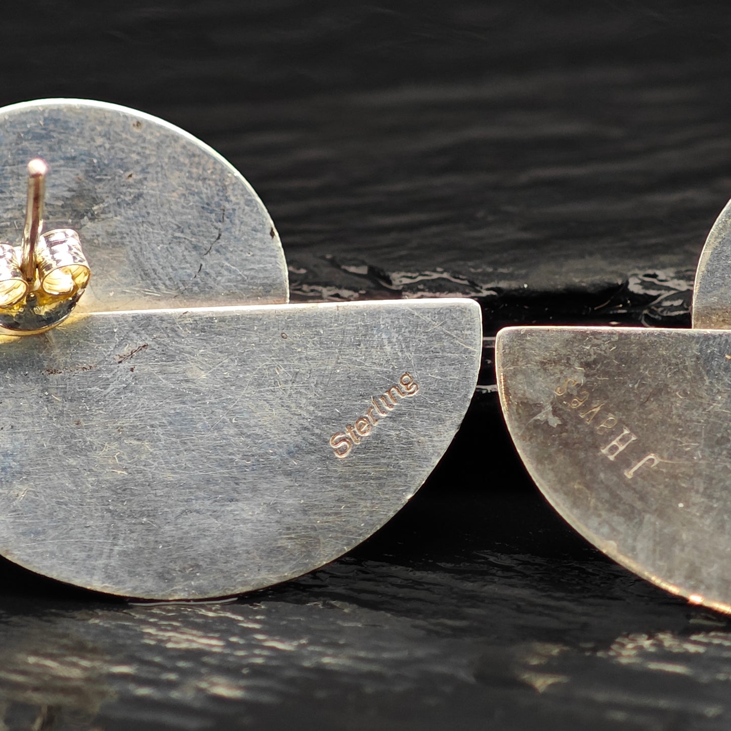 Vintage Green Abalone Doublet Sterling Silver Stud Earrings ER2982