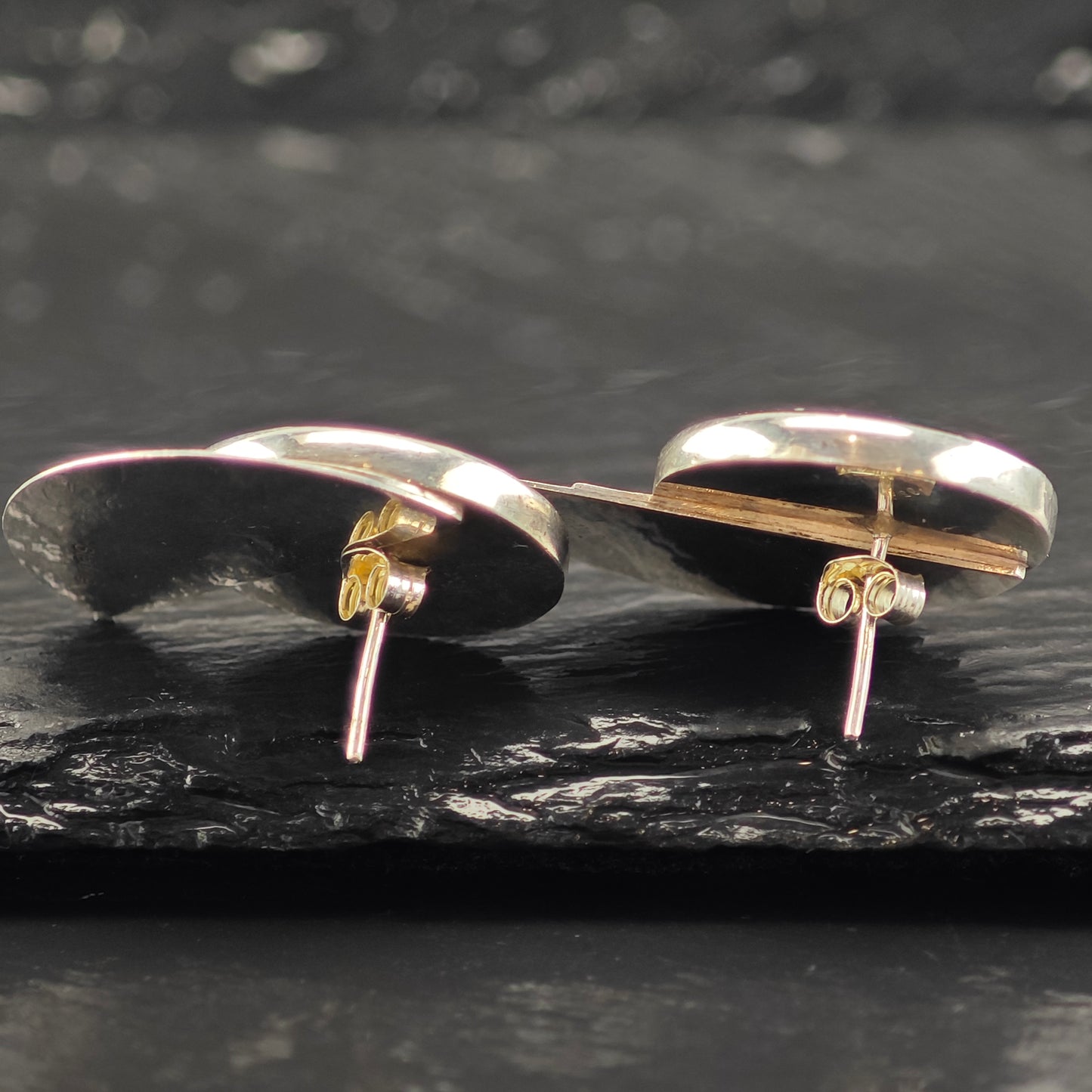 Vintage Green Abalone Doublet Sterling Silver Stud Earrings ER2982