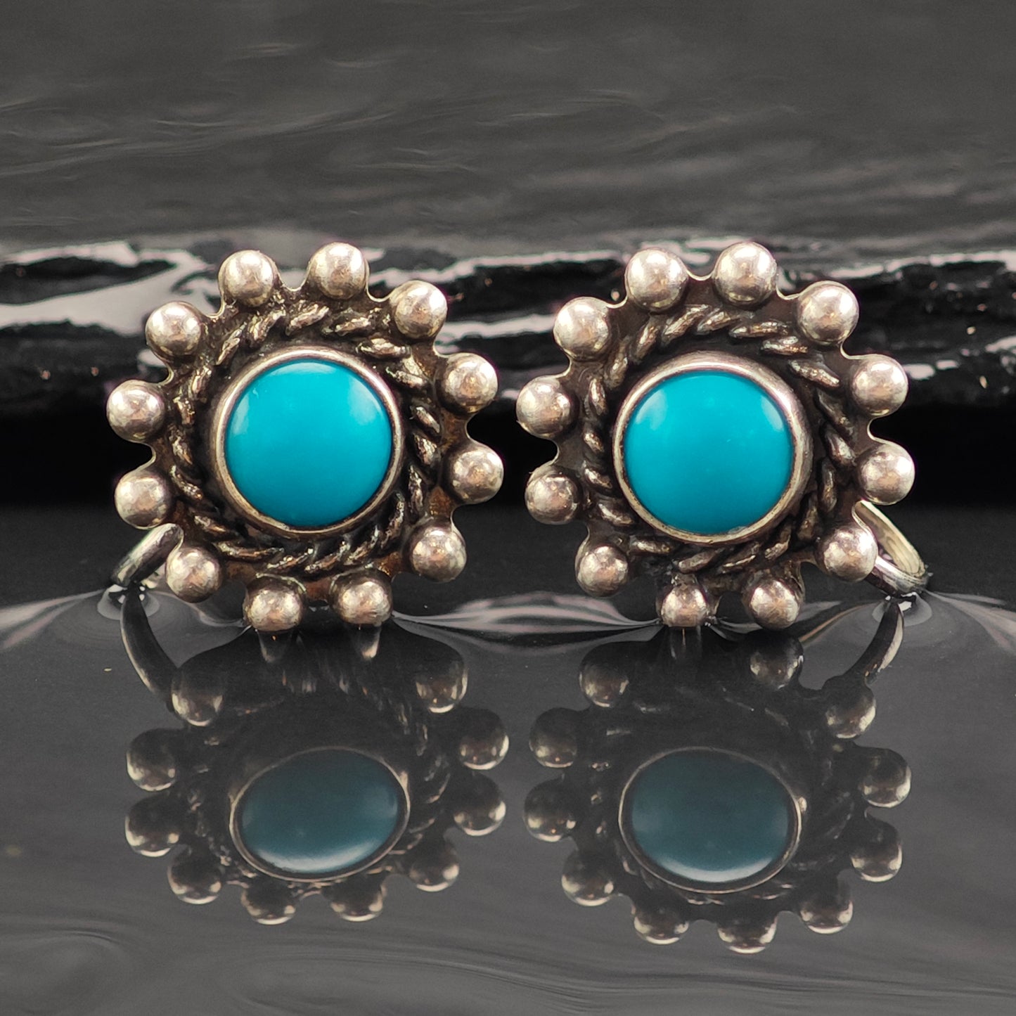 Choice of Vintage Native American Blue Block Turquoise Sterling Silver Screw Back /Dangle Earrings ER2985