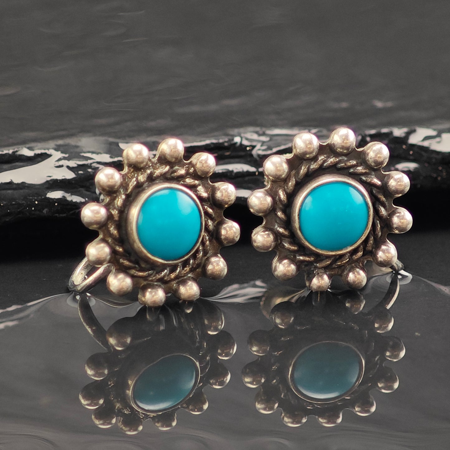 Choice of Vintage Native American Blue Block Turquoise Sterling Silver Screw Back /Dangle Earrings ER2985
