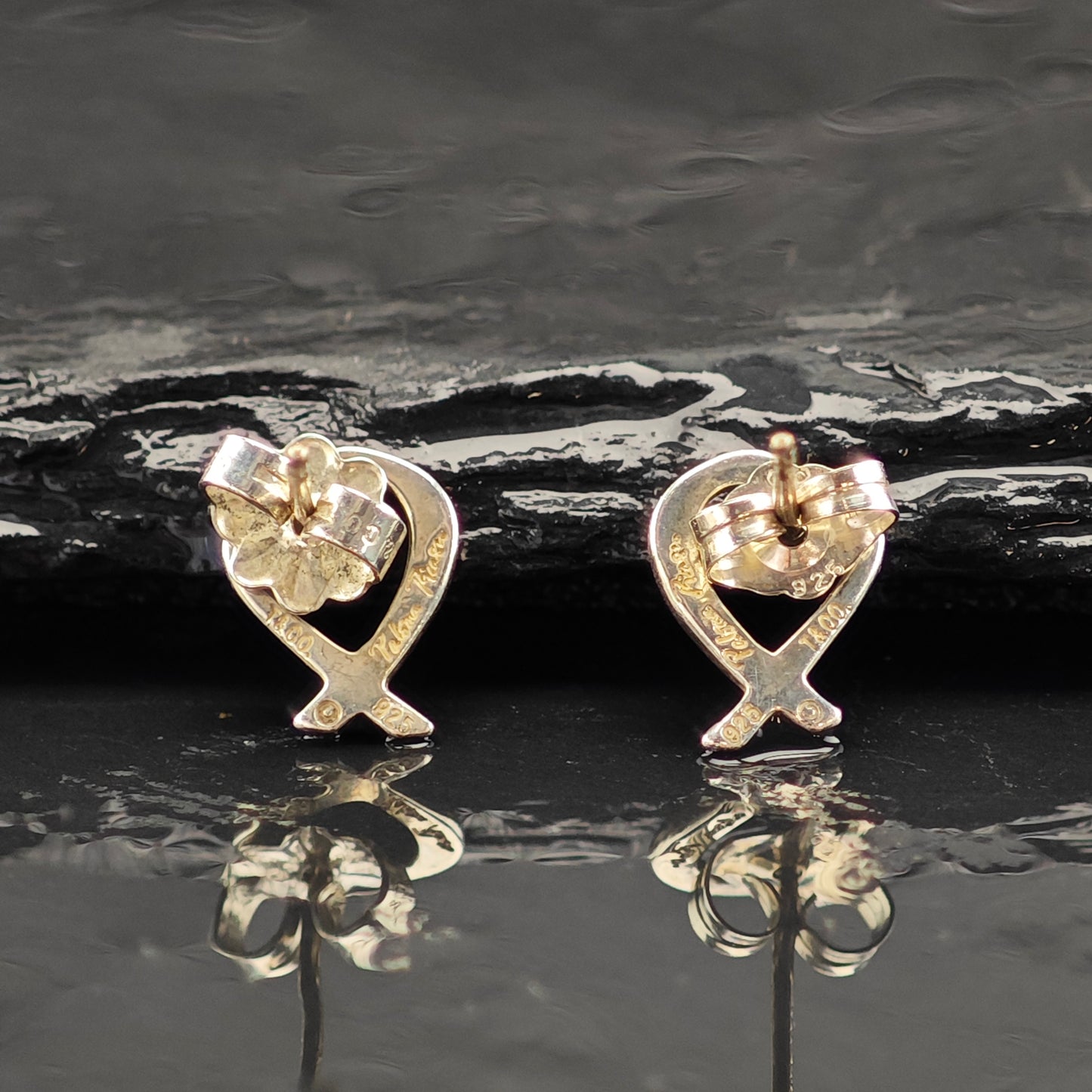 Vintage Tiffany Heart Sterling Silver Stud Earrings ER3013