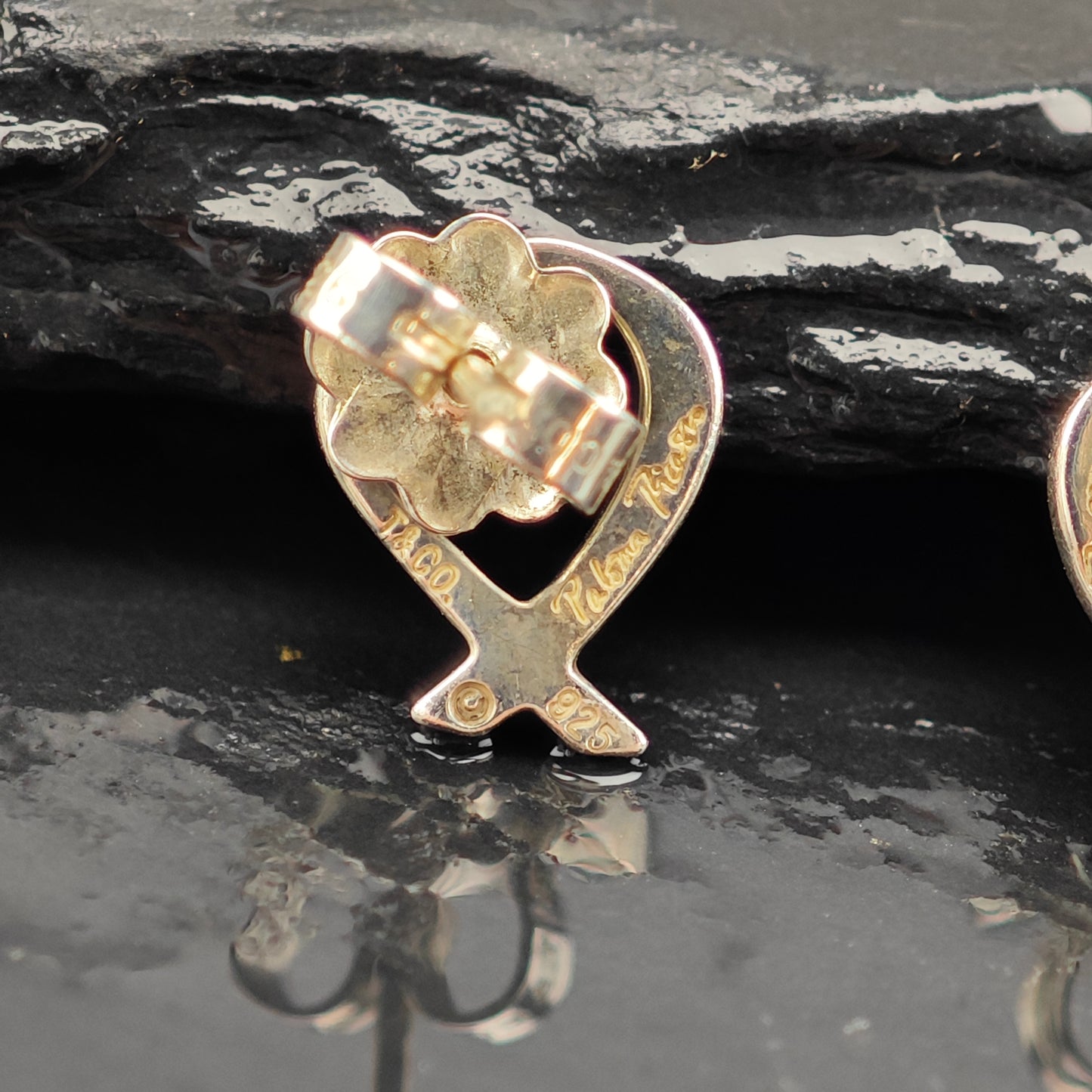 Vintage Tiffany Heart Sterling Silver Stud Earrings ER3013