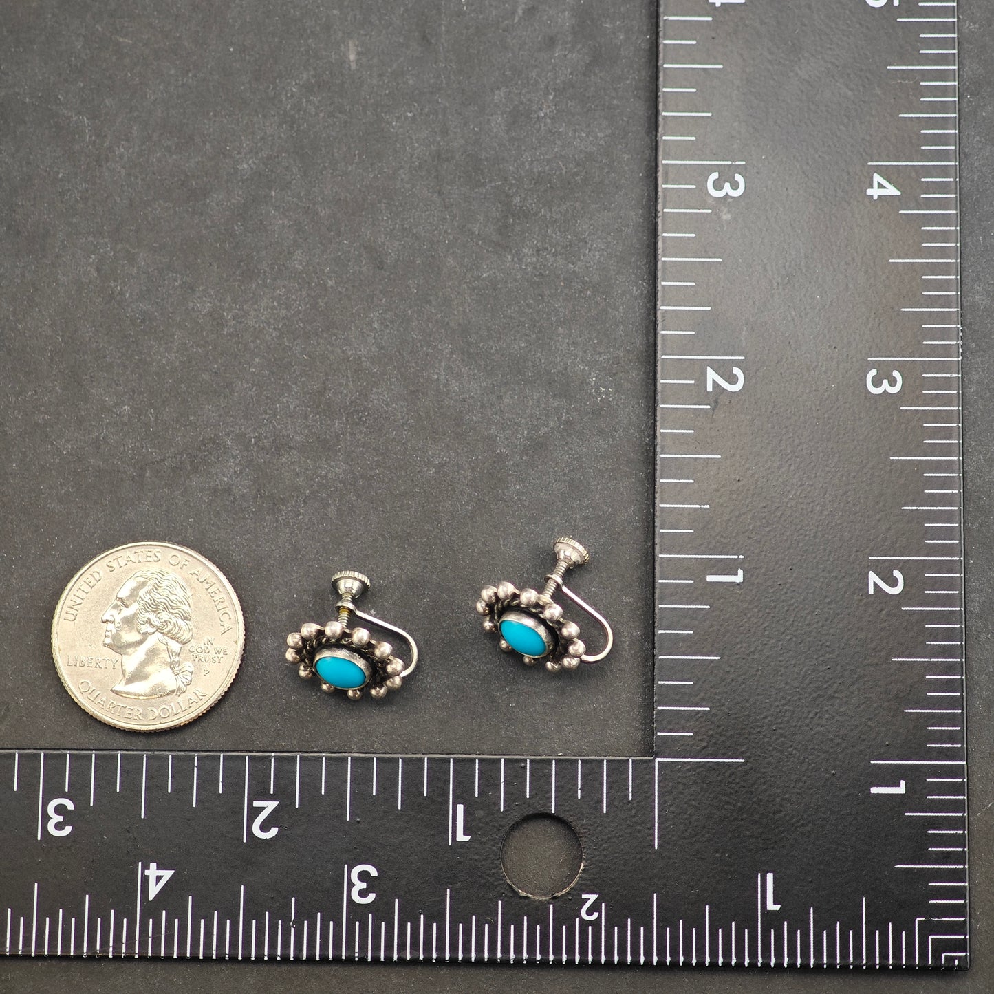 Choice of Vintage Native American Blue Block Turquoise Sterling Silver Screw Back /Dangle Earrings ER2985
