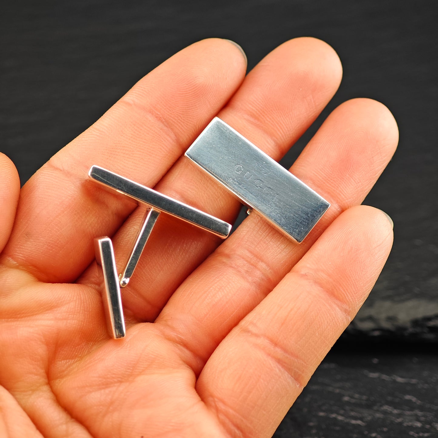 Vintage Gucci Modernist Cufflinks Sterling Silver MISC0343