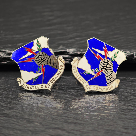 Vintage U.S. Air Force Strategic Air Command, Enamel Cufflinks, Sterling Silver MISC0344