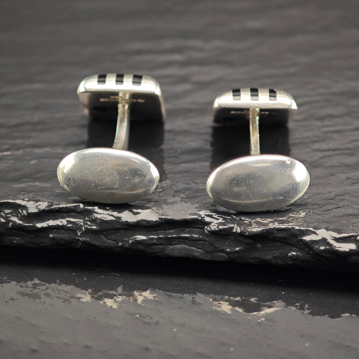 Vintage Bayanihan Black Inlay Cufflinks Sterling Silver MISC0350
