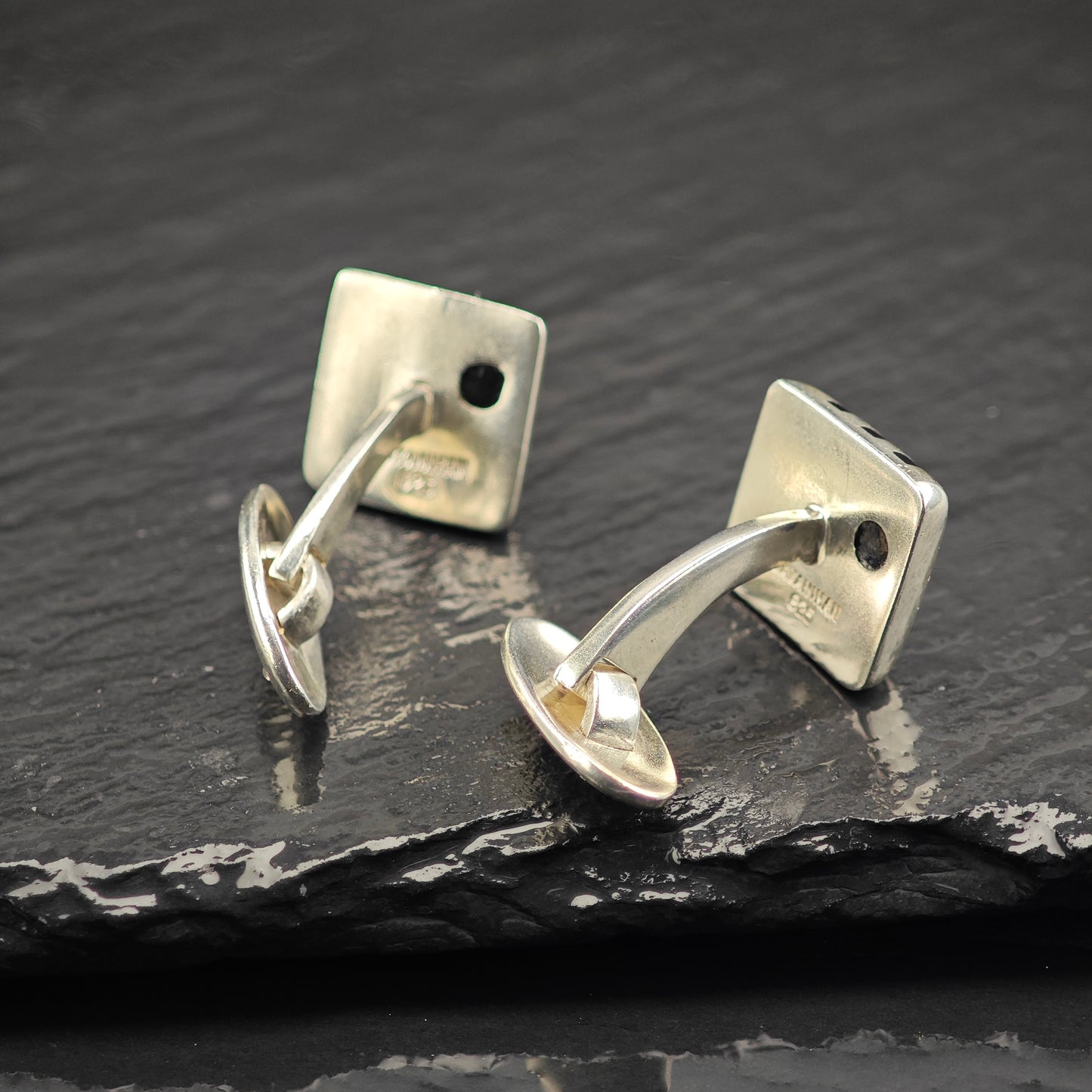 Vintage Bayanihan Black Inlay Cufflinks Sterling Silver MISC0350