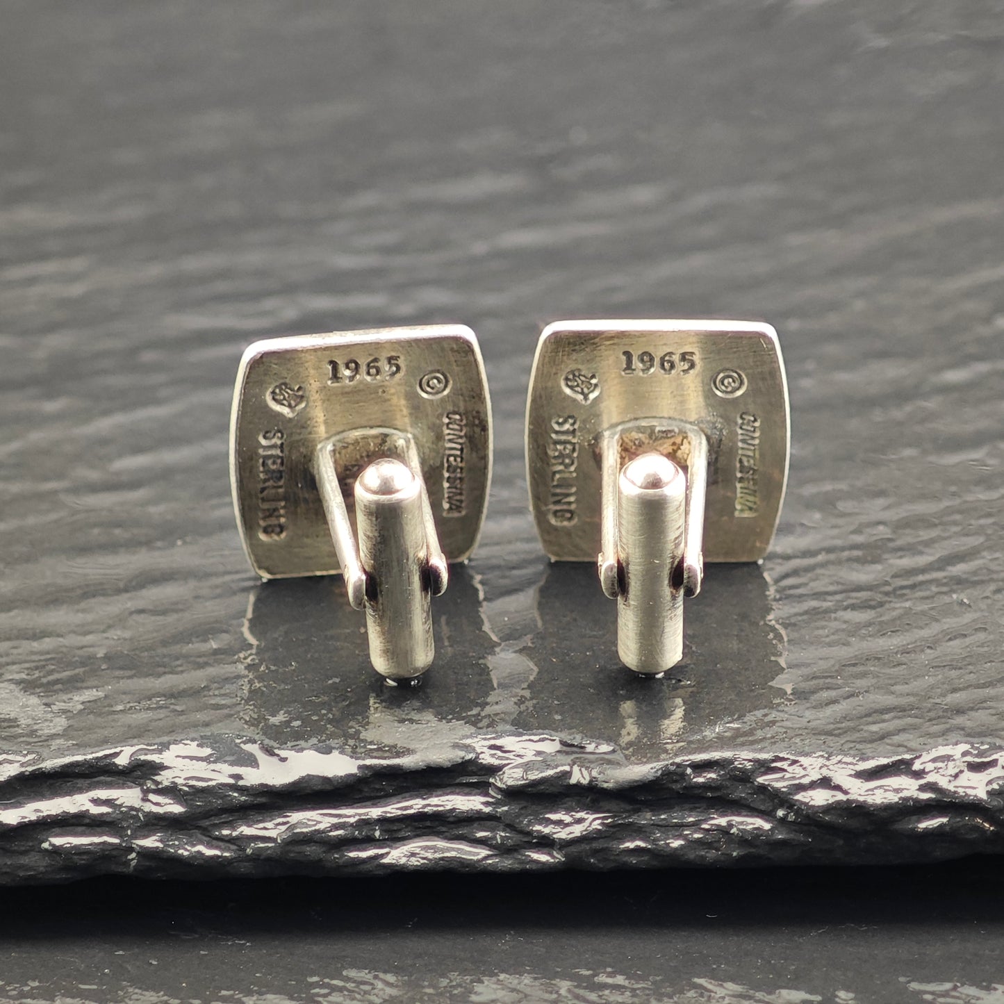 Vintage Floral Repousse Cufflinks Sterling Silver MISC0352