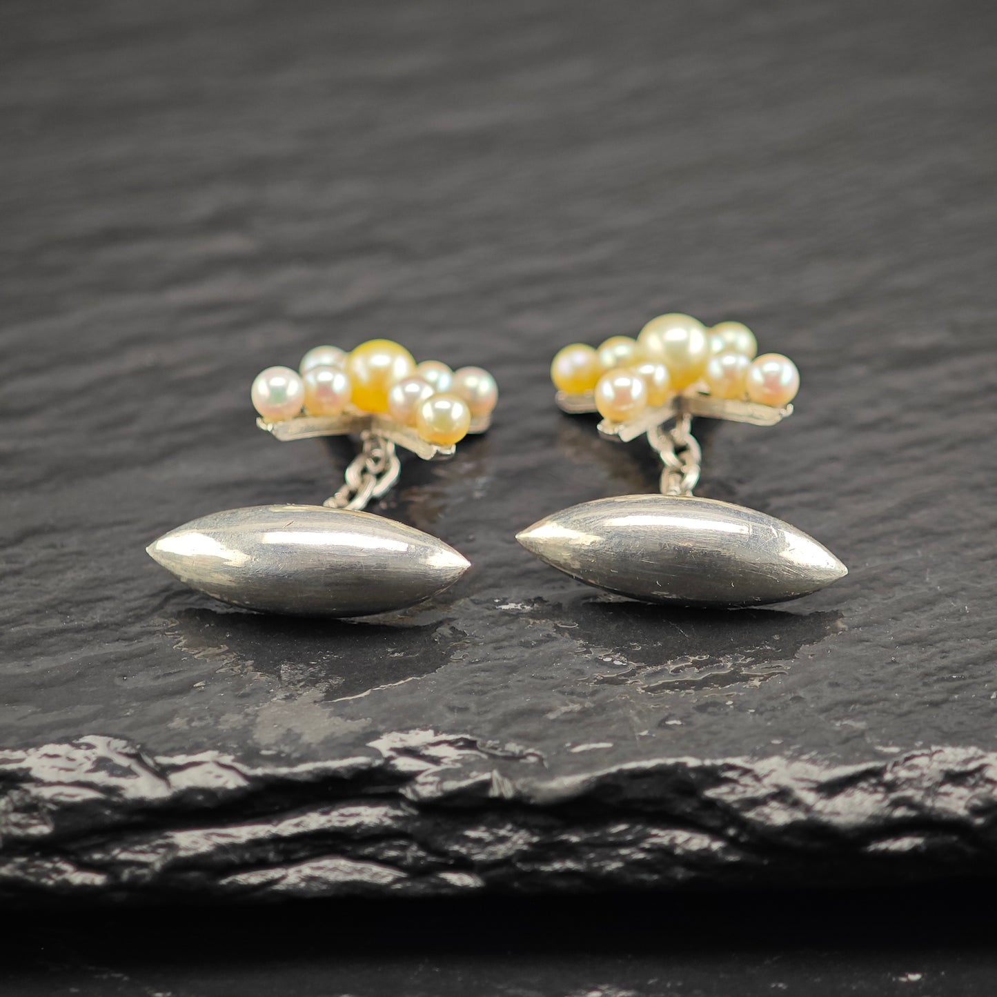 Antique Pearl Cross Cufflinks Sterling Silver MISC0358