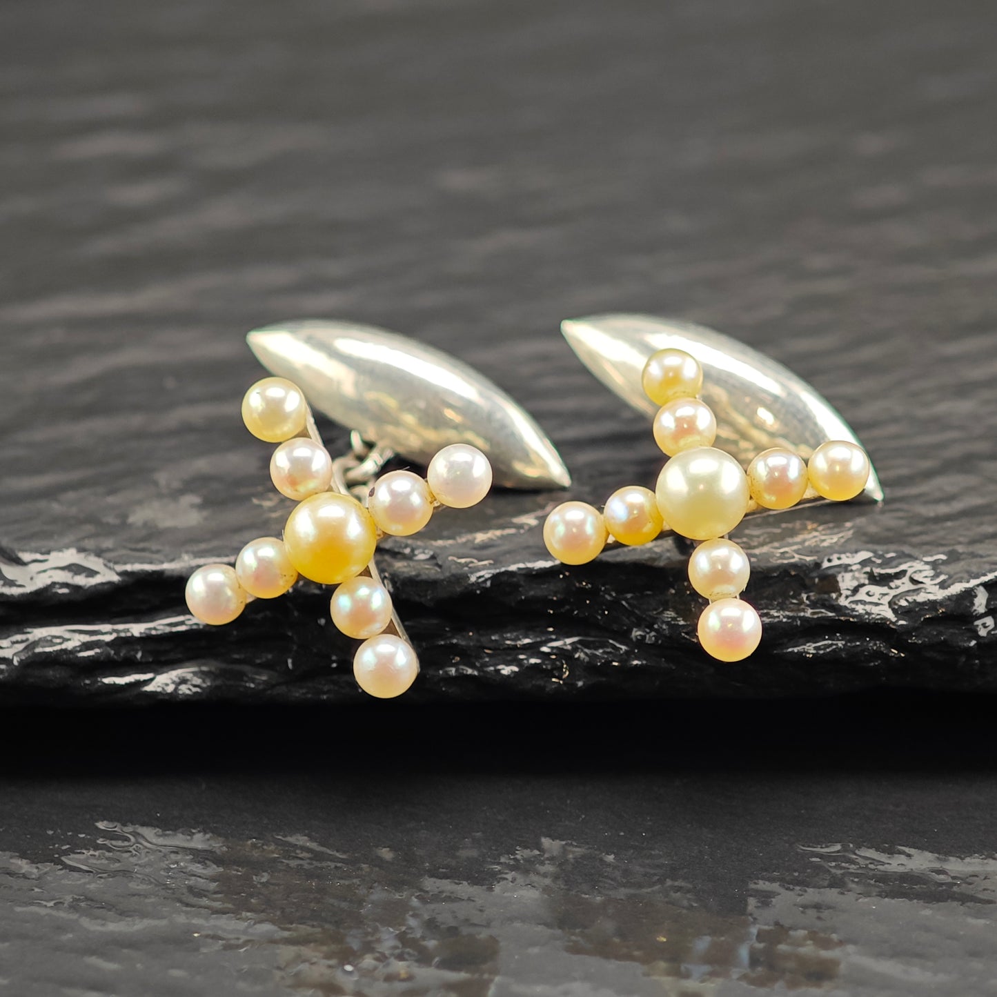 Antique Pearl Cross Cufflinks Sterling Silver MISC0358
