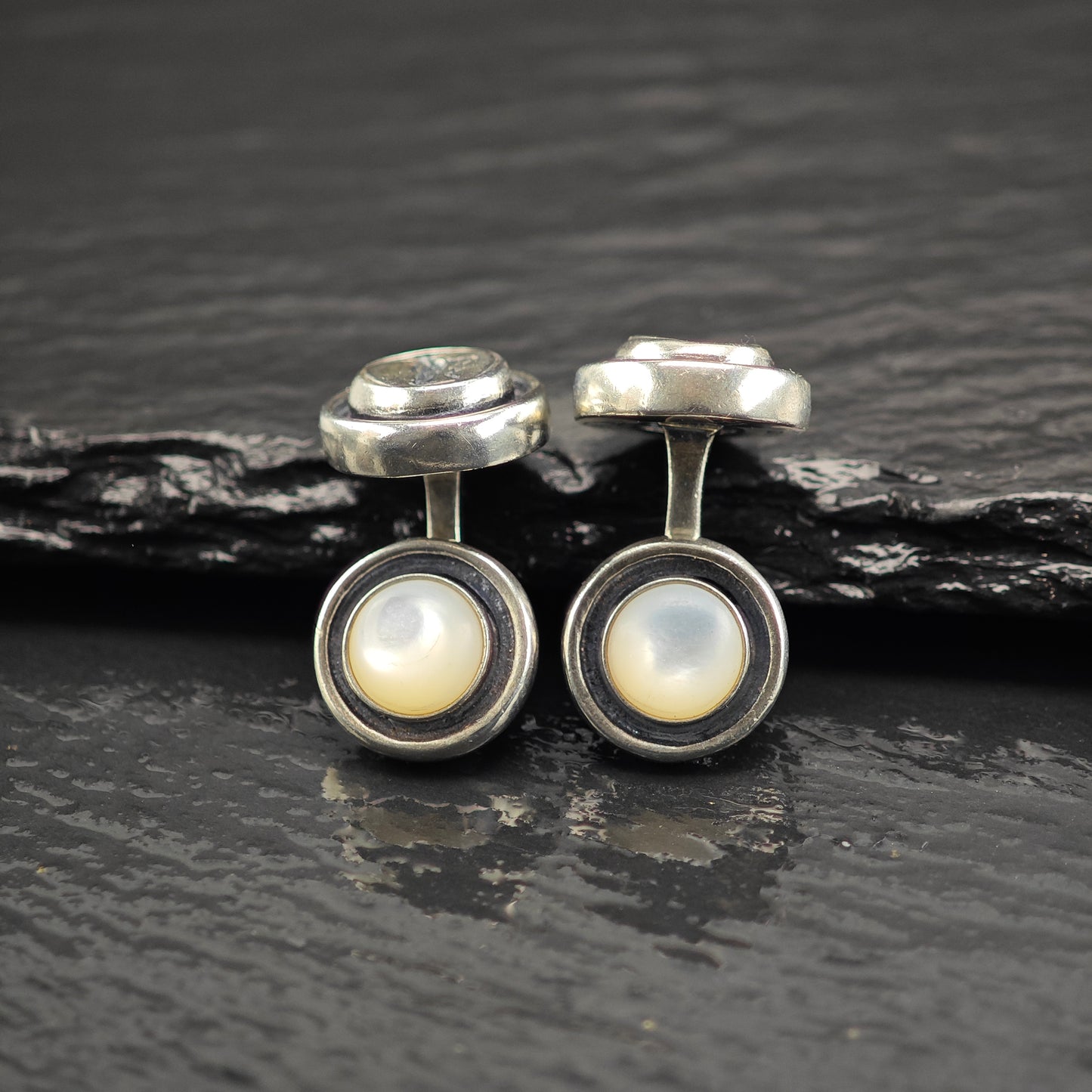 Vintage Greek Designer MOP Cufflinks Sterling Silver MISC0359