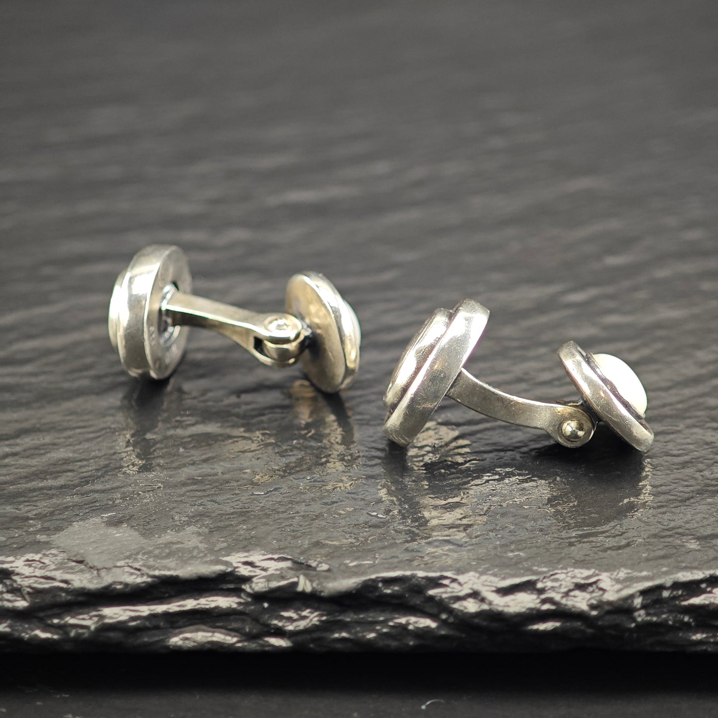 Vintage Greek Designer MOP Cufflinks Sterling Silver MISC0359