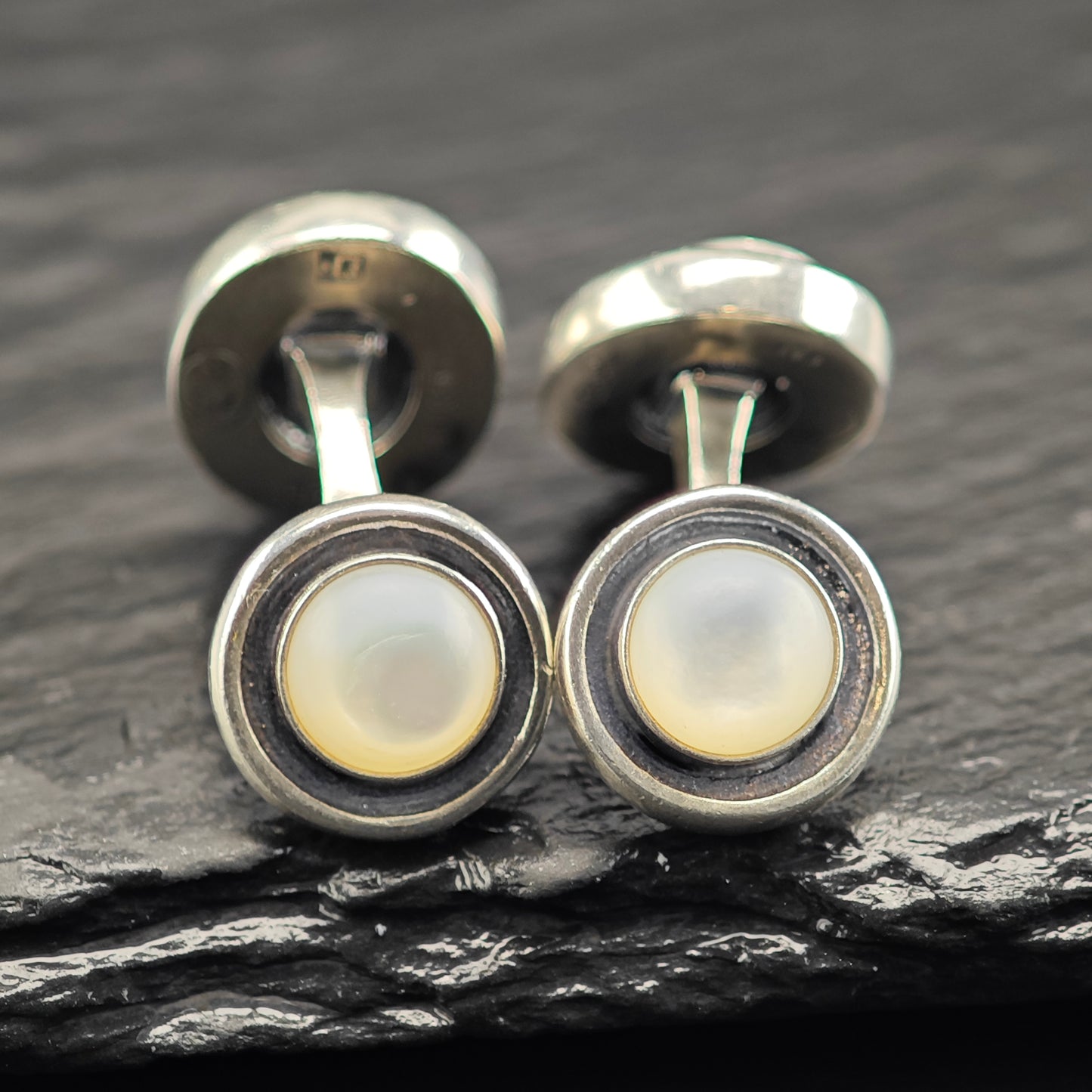 Vintage Greek Designer MOP Cufflinks Sterling Silver MISC0359