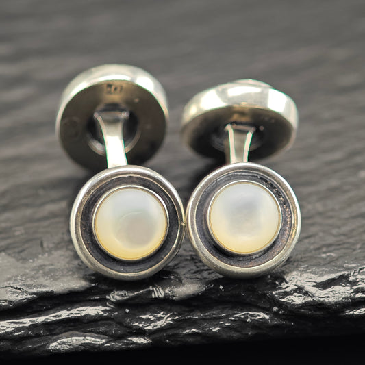 Vintage Greek Designer MOP Cufflinks Sterling Silver MISC0359