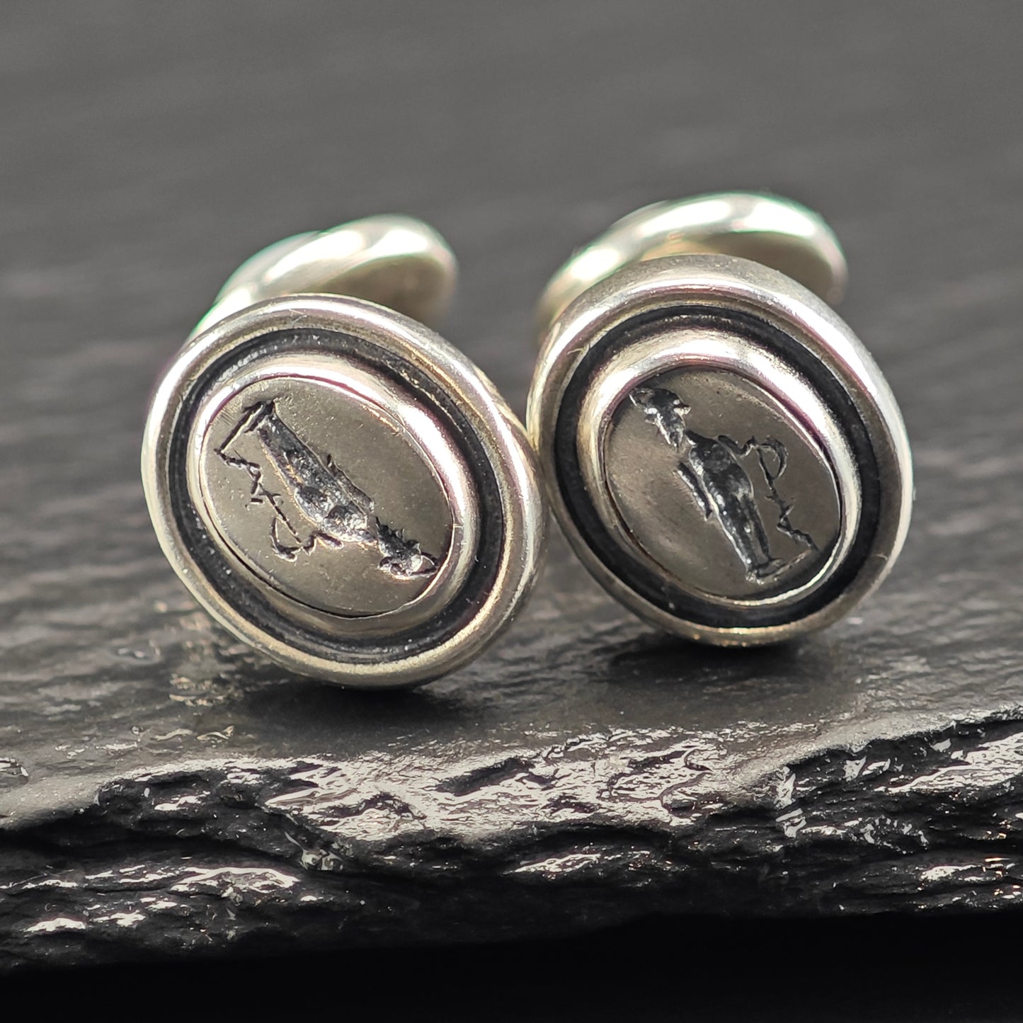 Vintage Greek Designer MOP Cufflinks Sterling Silver MISC0359