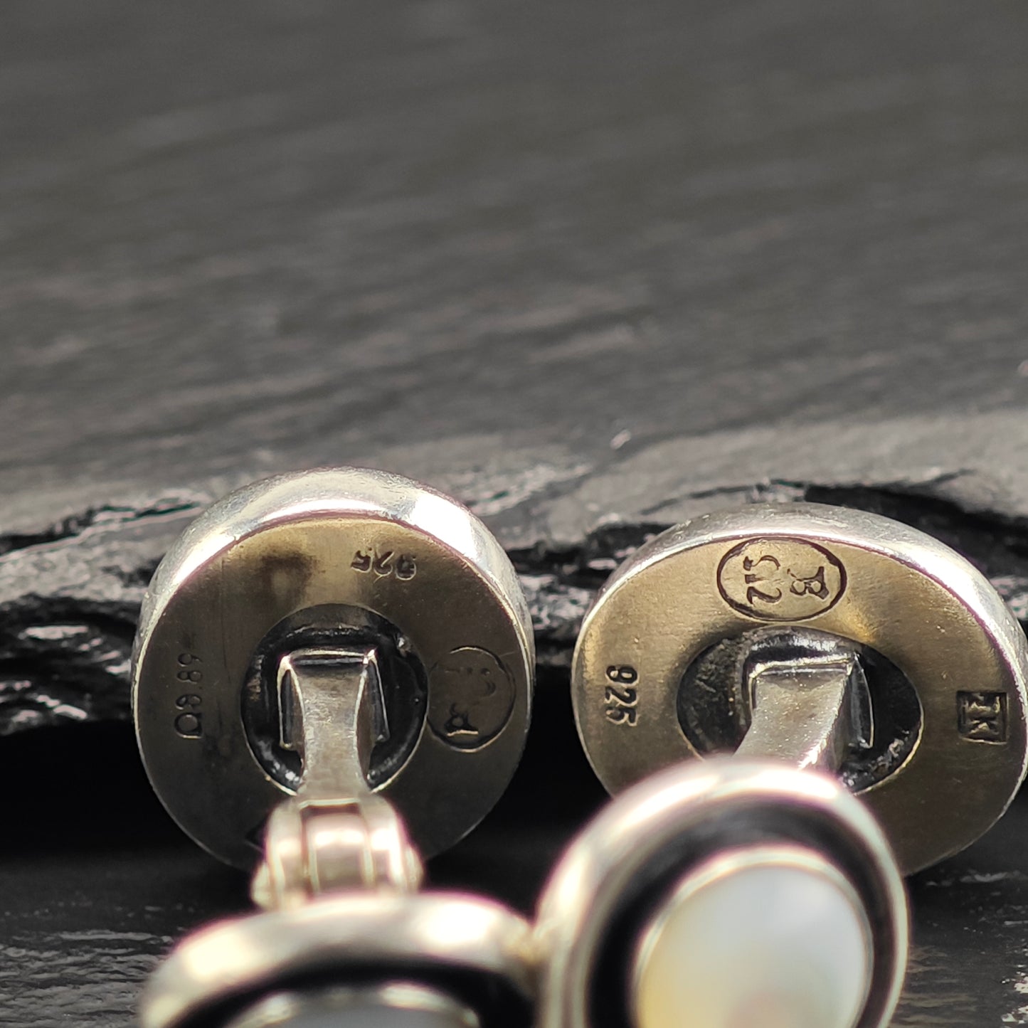 Vintage Greek Designer MOP Cufflinks Sterling Silver MISC0359