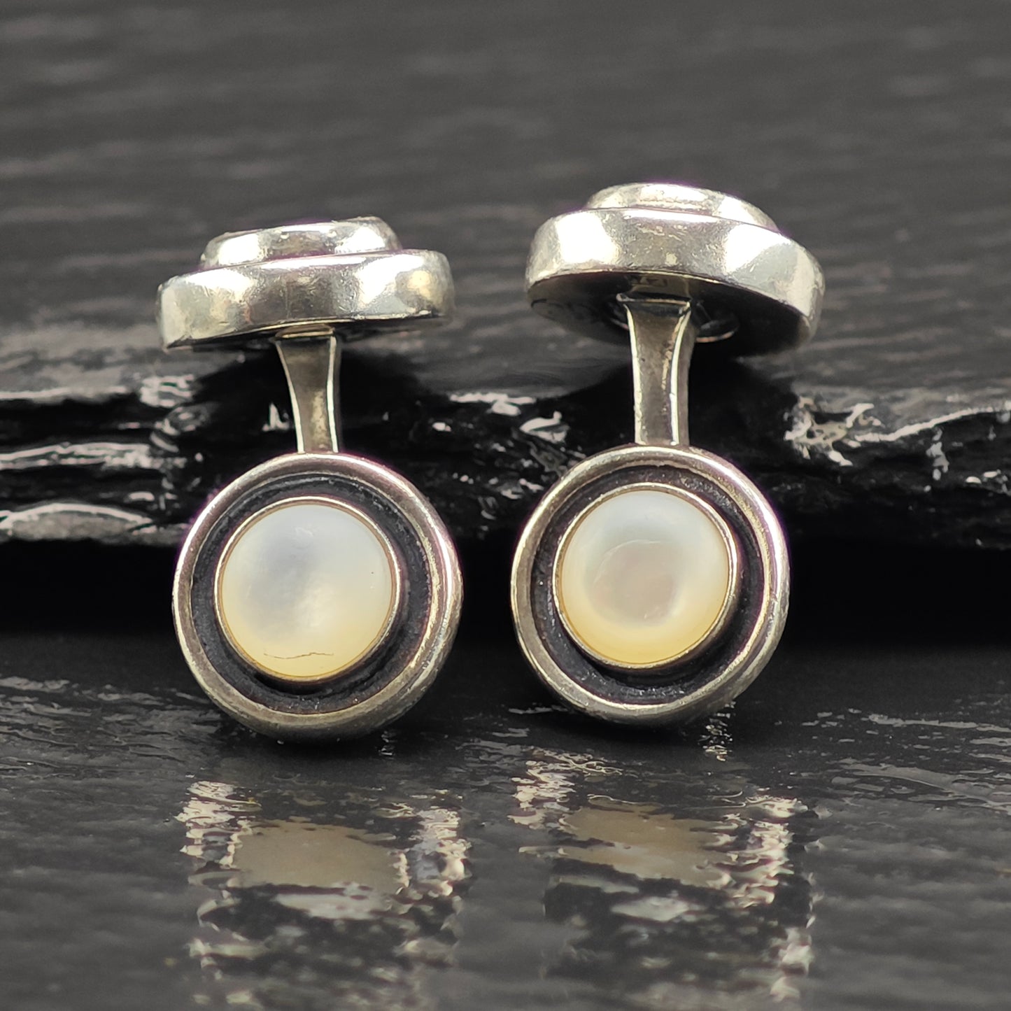 Vintage Greek Designer MOP Cufflinks Sterling Silver MISC0359