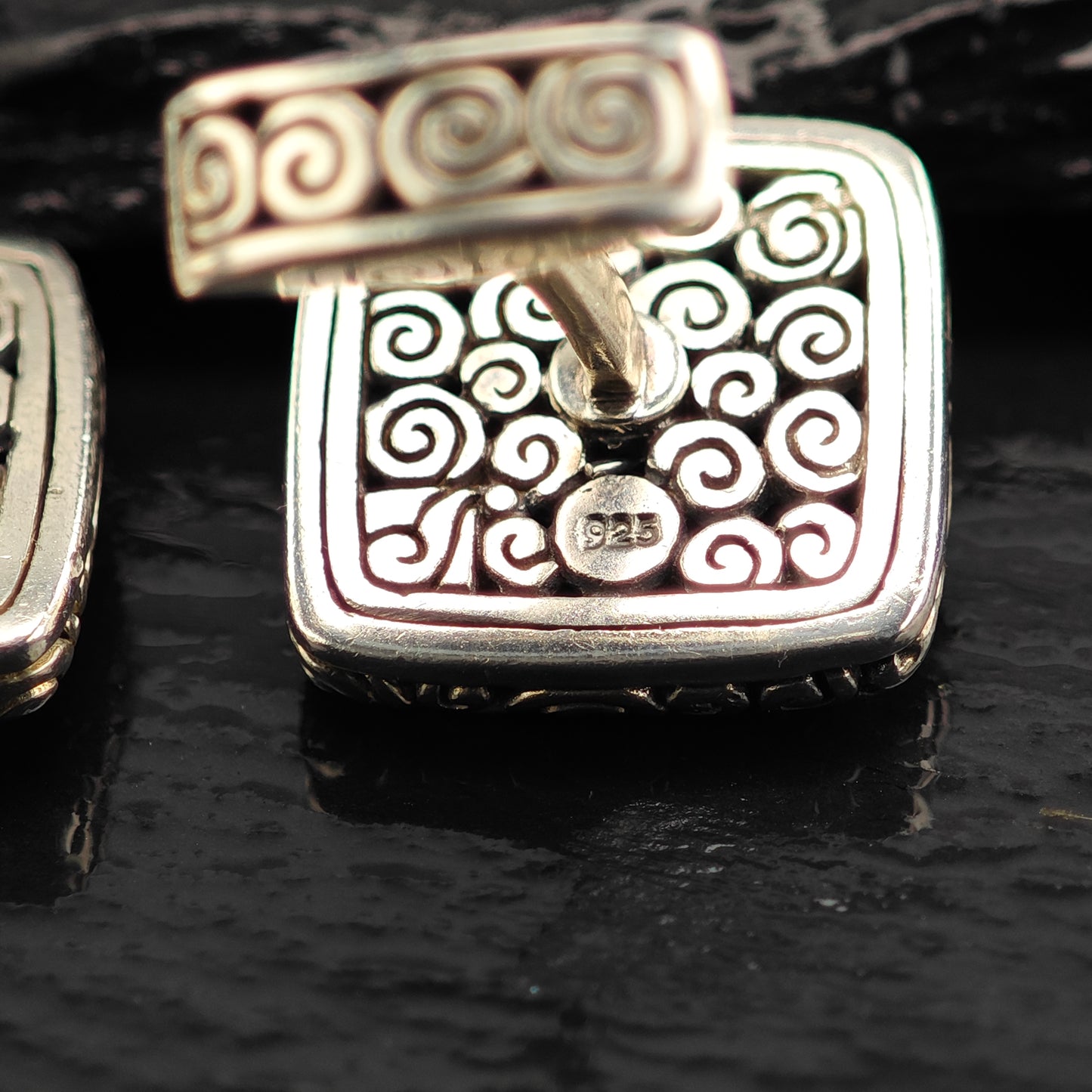 Onyx Filigree Squared Cufflinks Sterling Silver MISC0360