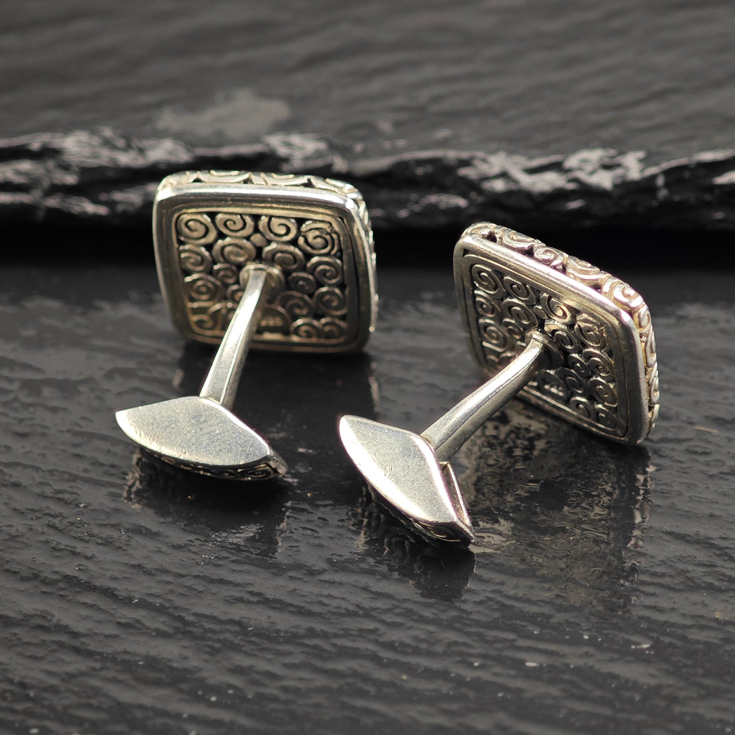 Onyx Filigree Squared Cufflinks Sterling Silver MISC0360