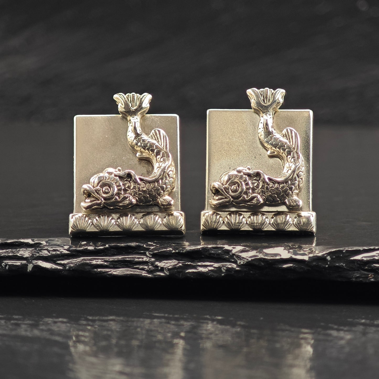 Vintage Swank Dragon Fish, Modernist Cufflinks Sterling Silver MISC0361