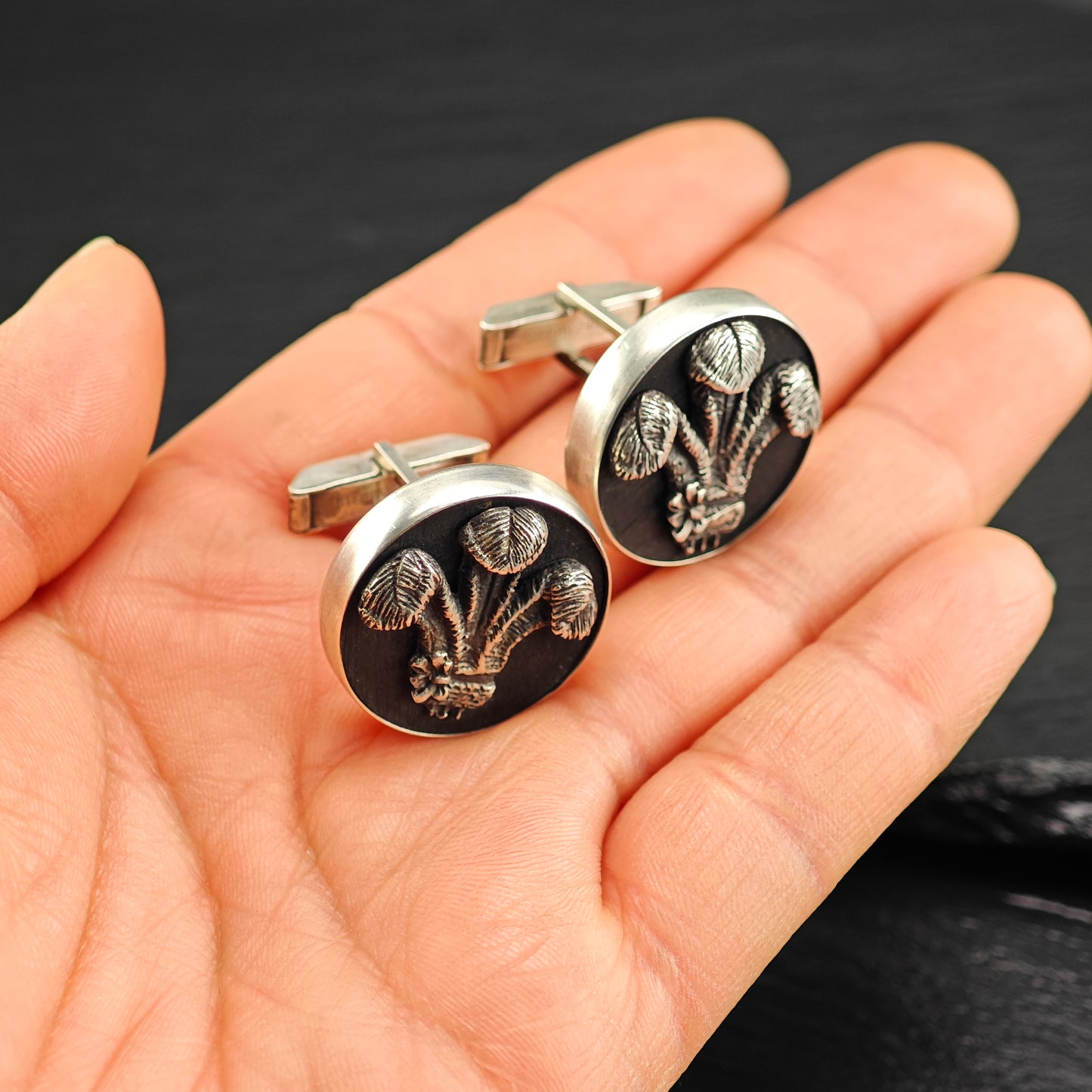 Vintage Prince of Wales Feather Design Fenwick & Sailors Cufflinks Sterling Silver MISC0362