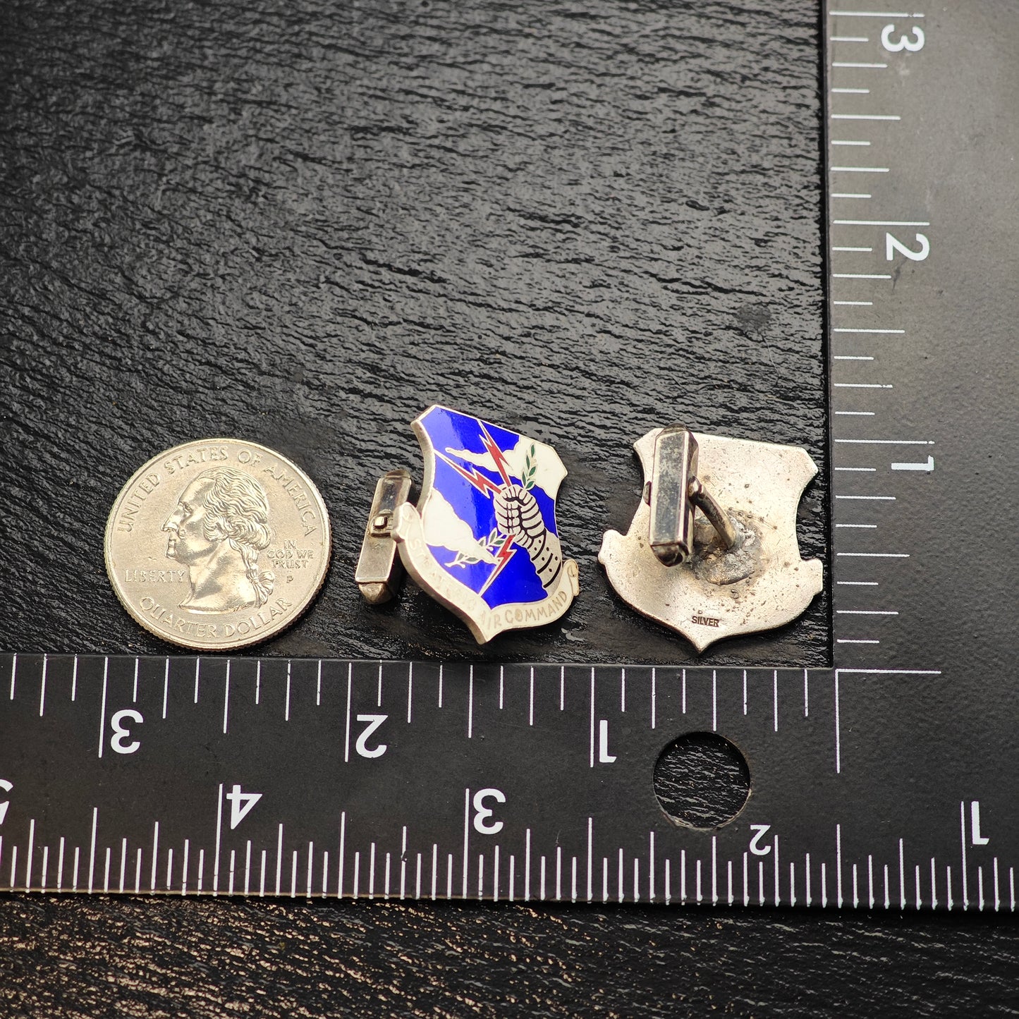 Vintage U.S. Air Force Strategic Air Command, Enamel Cufflinks, Sterling Silver MISC0344