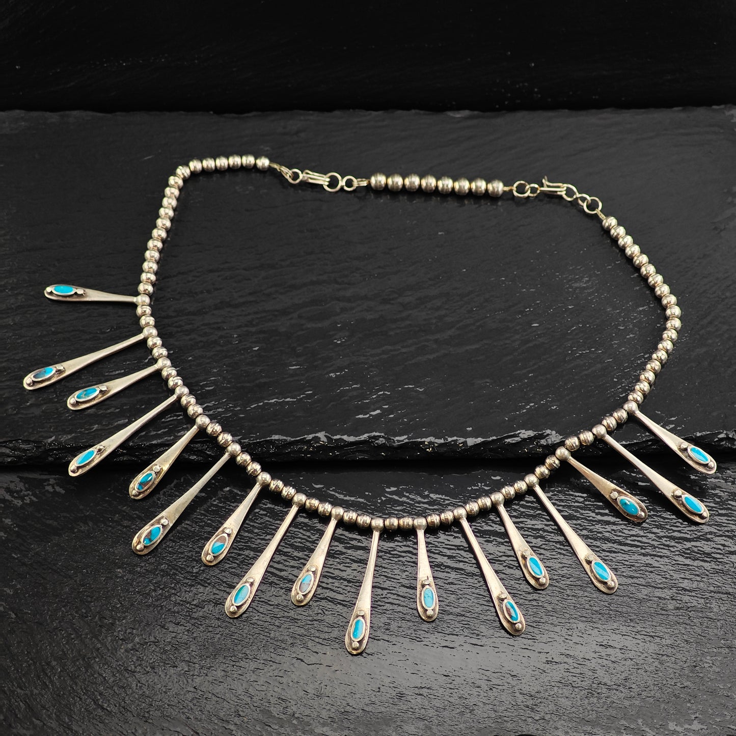 Vintage Bisbee Mine Turquoise Sterling Silver Necklace Earring Set Necklace N2596