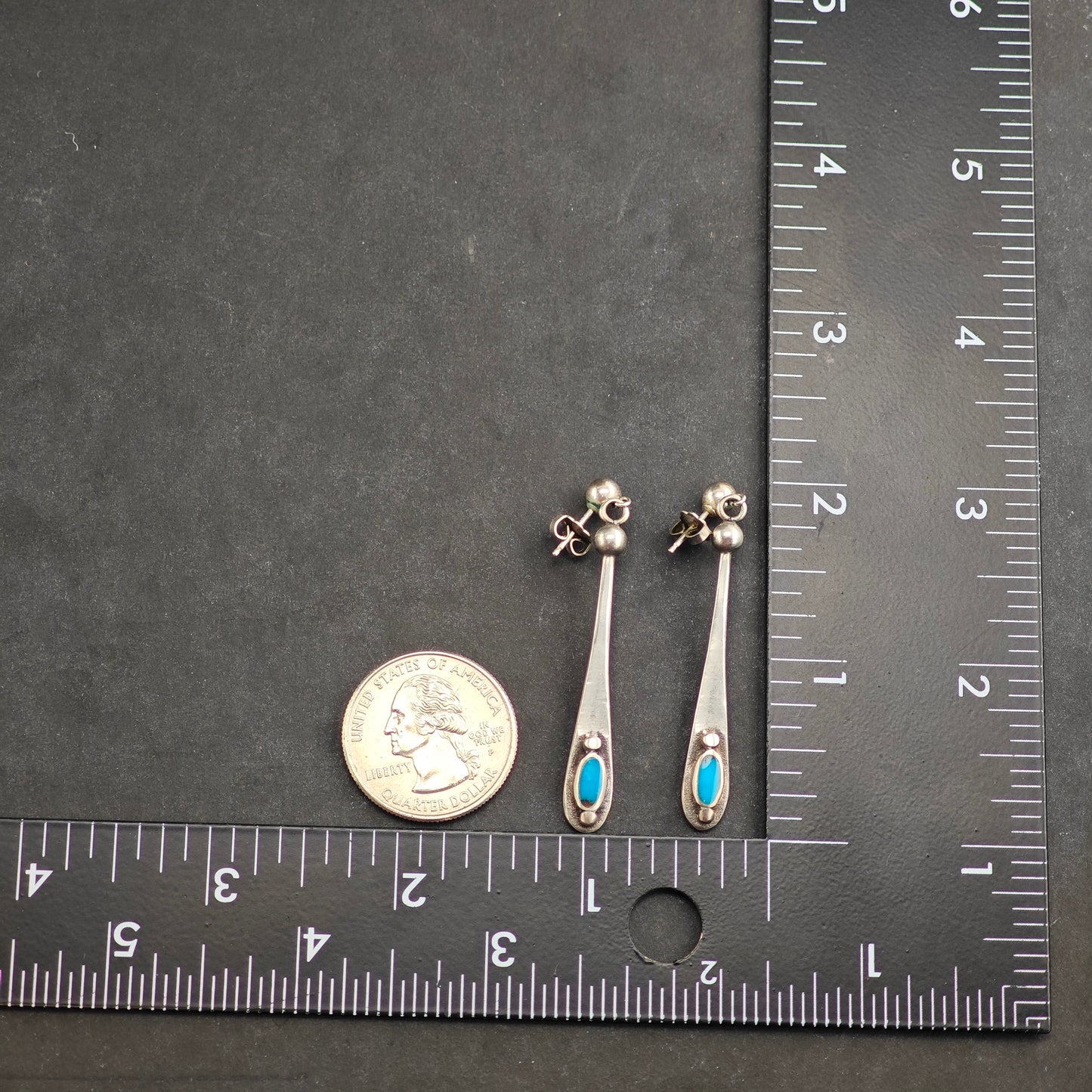 Vintage Bisbee Mine Turquoise Sterling Silver Necklace Earring Set Necklace N2596